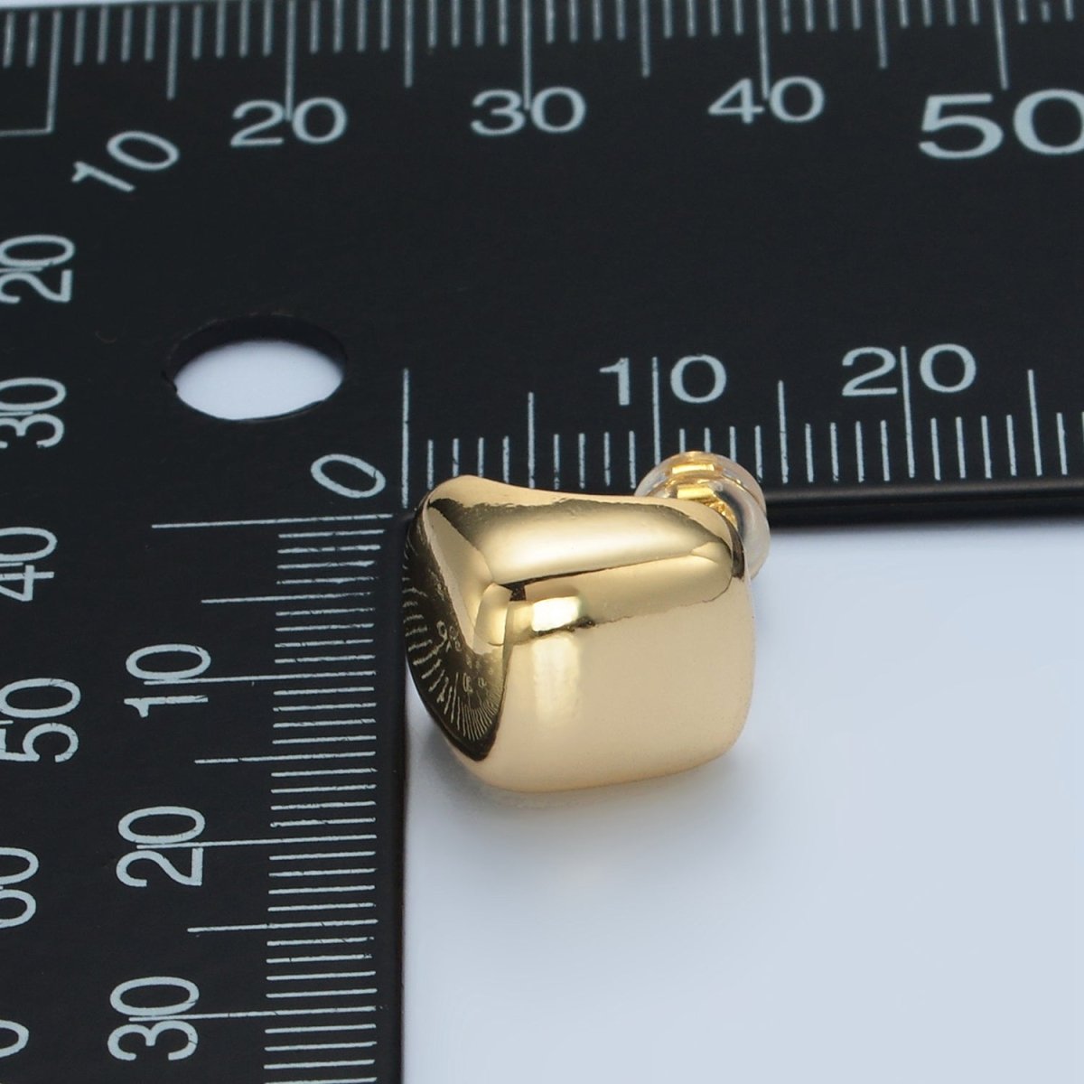 24K Gold Filled 14mm Cube J-Shaped Hoop Earrings | AD633