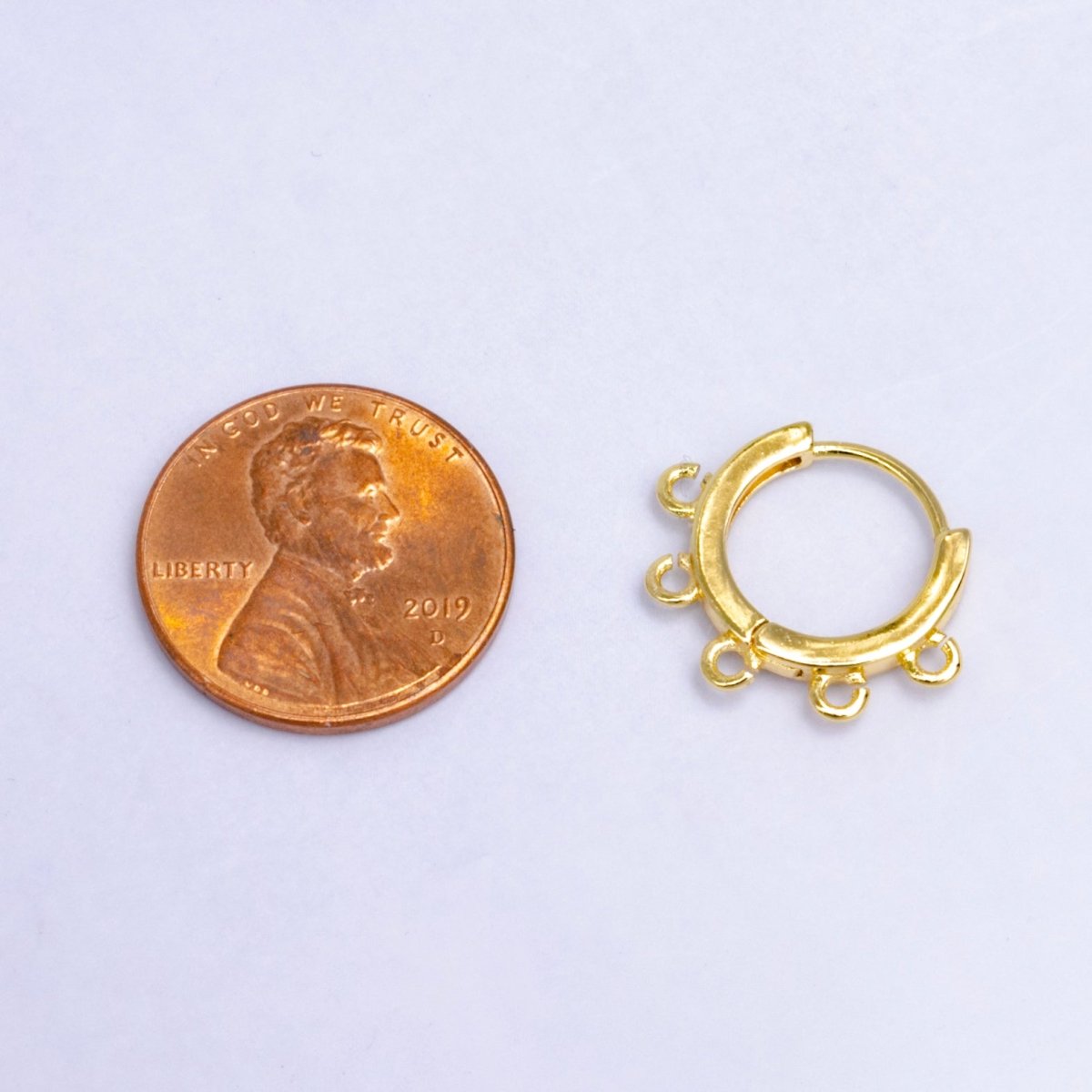 24K Gold Filled 14mm Minimalist Five Open Loop Drop Huggie Earring Findings | Z1024
