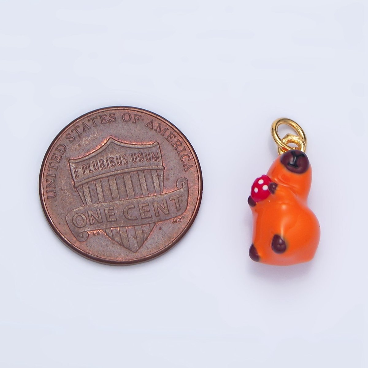 24K Gold Filled 15mm Glass Capybara with Mushroom Charm | X583