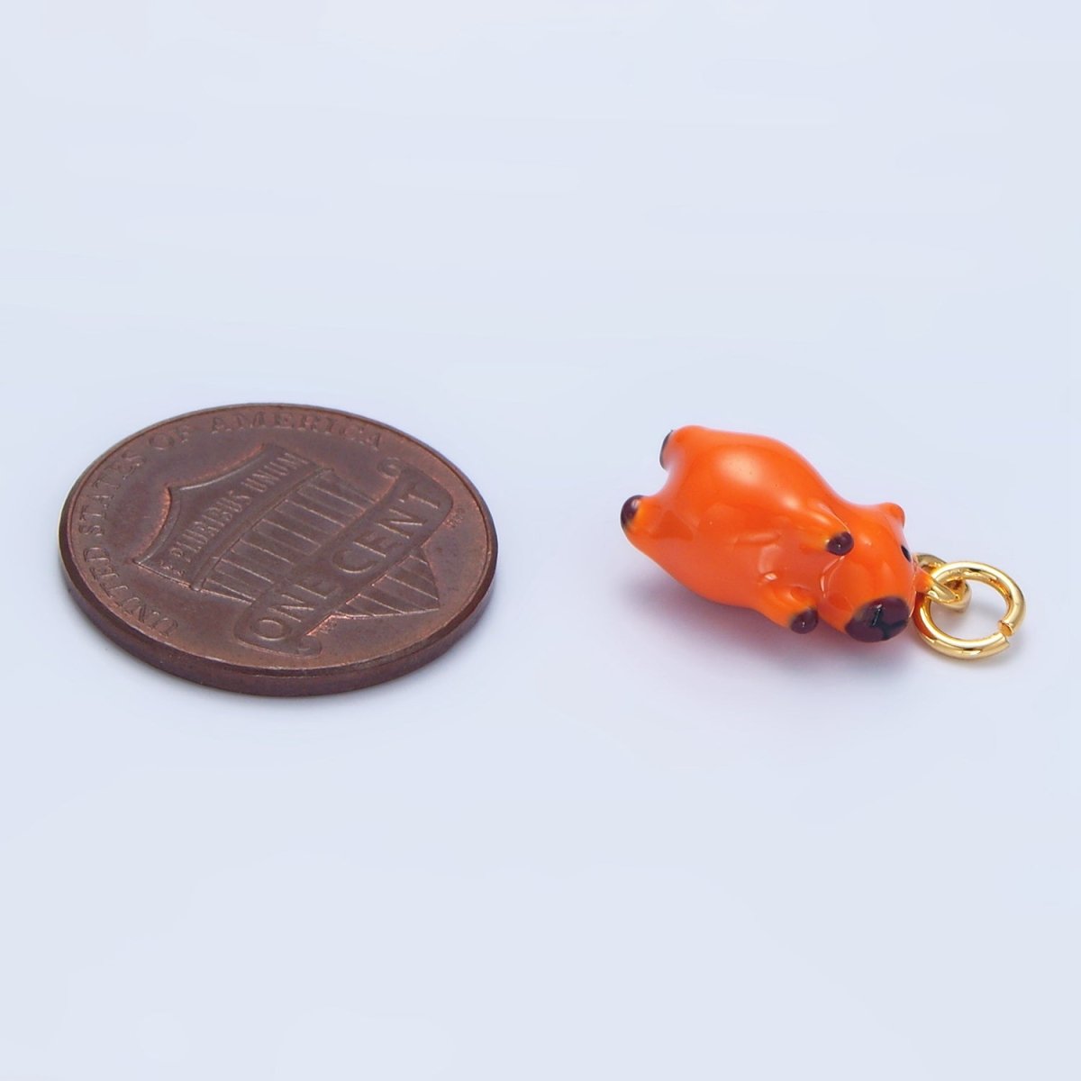 24K Gold Filled 15mm Glass Sitting Belly Flop Capybara Animal Charm | X580