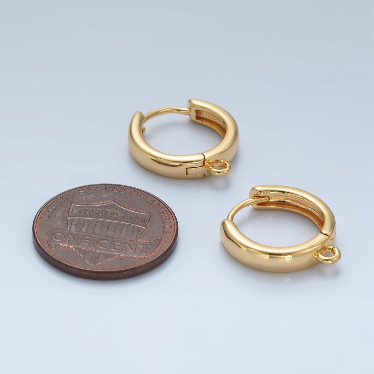 24K Gold Filled 15mm Minimalist Huggie Open Loop Drop Huggie Earring Findings | Z877