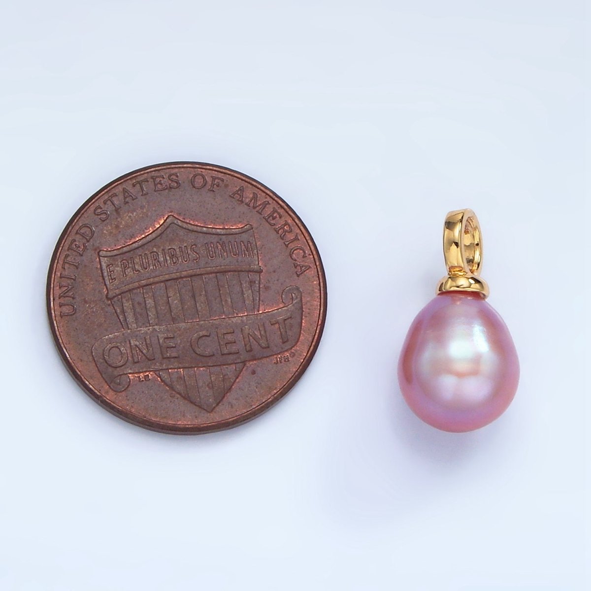 24K Gold Filled 15mm Purple Teardrop Freshwater Pearl Drop Pendant | P1876