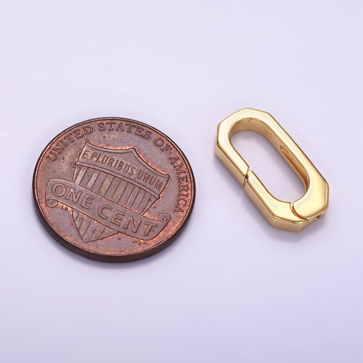 24K Gold Filled 17mm Hexagonal Oblong Push Spring Gate Findings | Z807