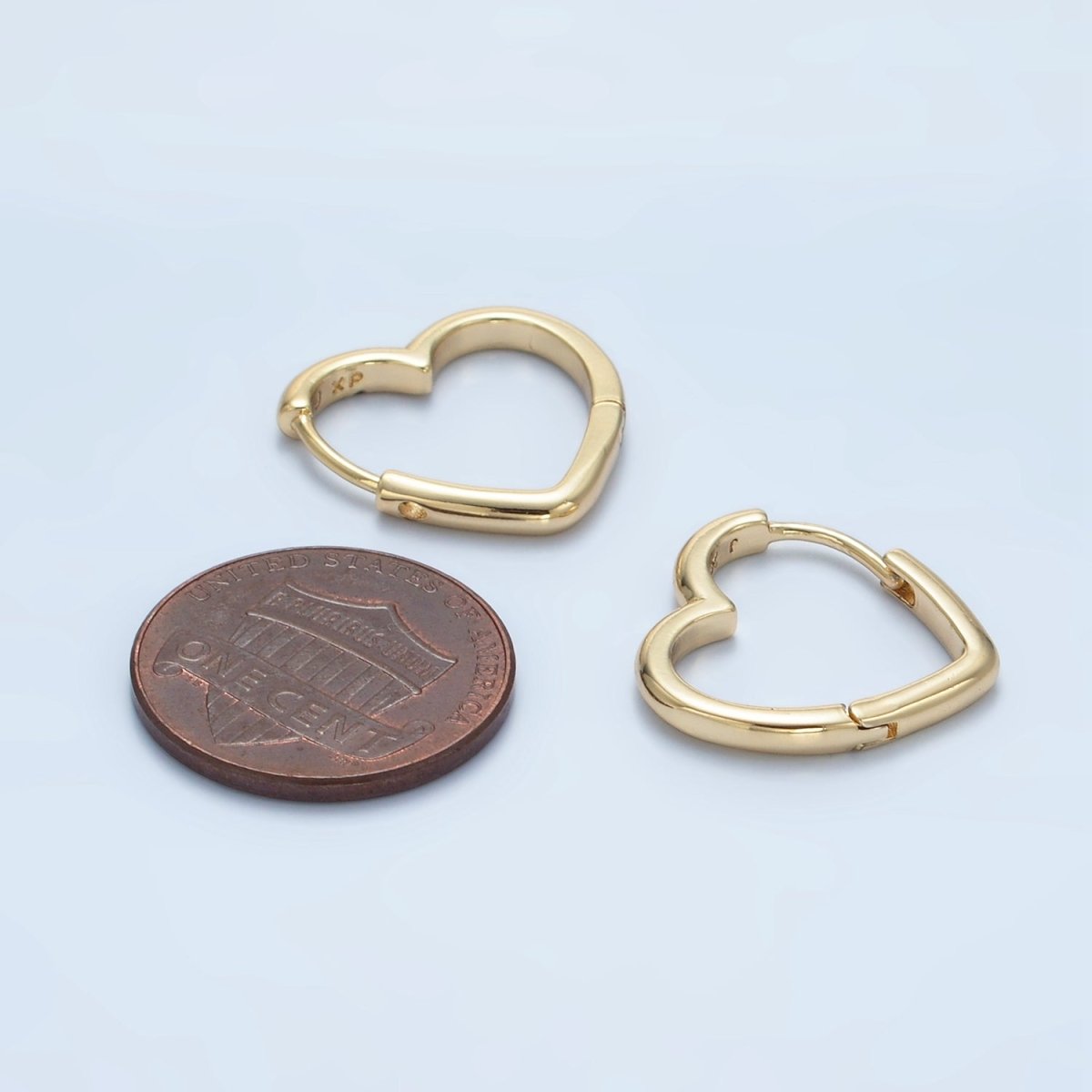24K Gold Filled 17mm Minimalist Heart Huggie Earrings | AD770