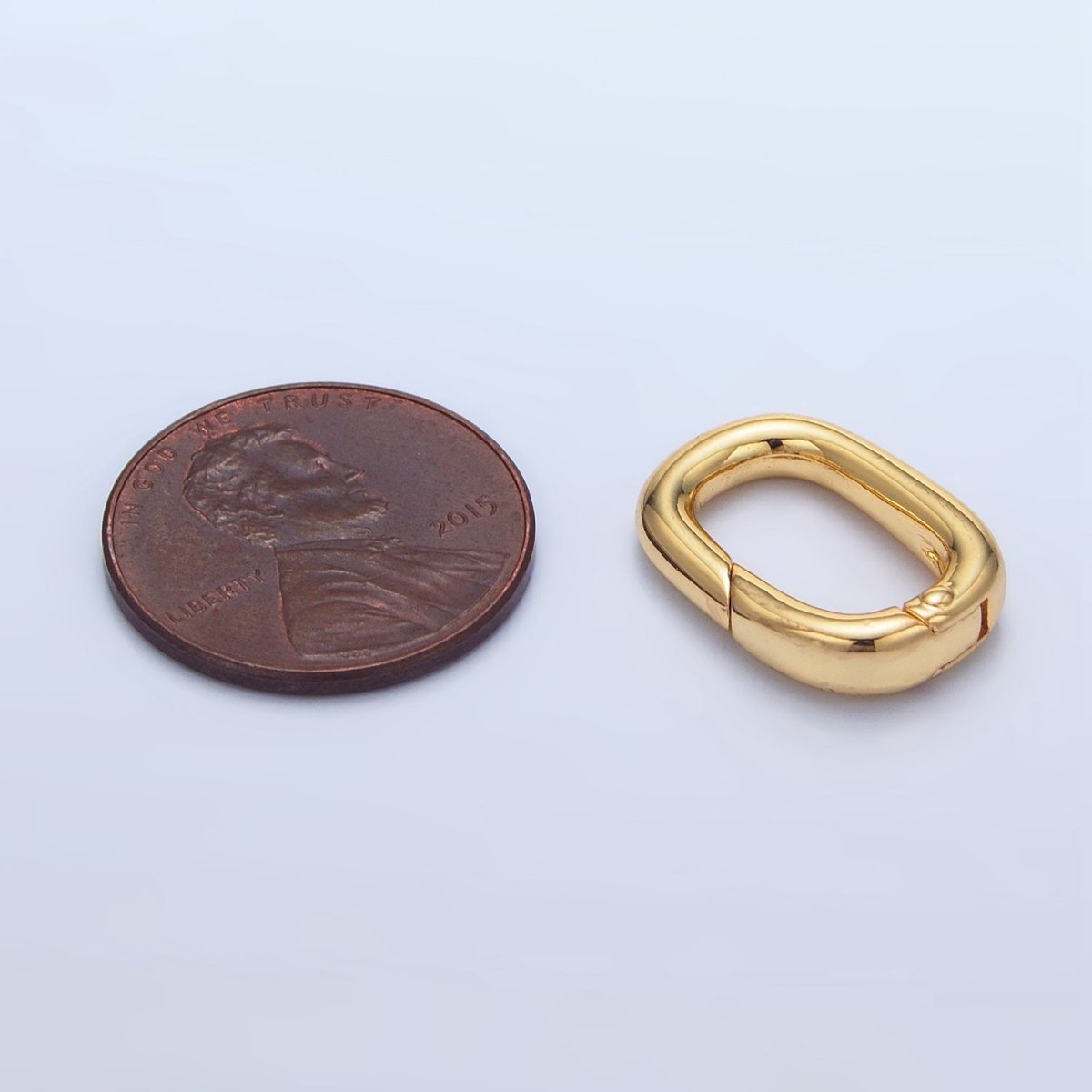 24K Gold Filled 17mm Minimalist Oval Push Gate Closure Findings in Gold & Silver | Z959