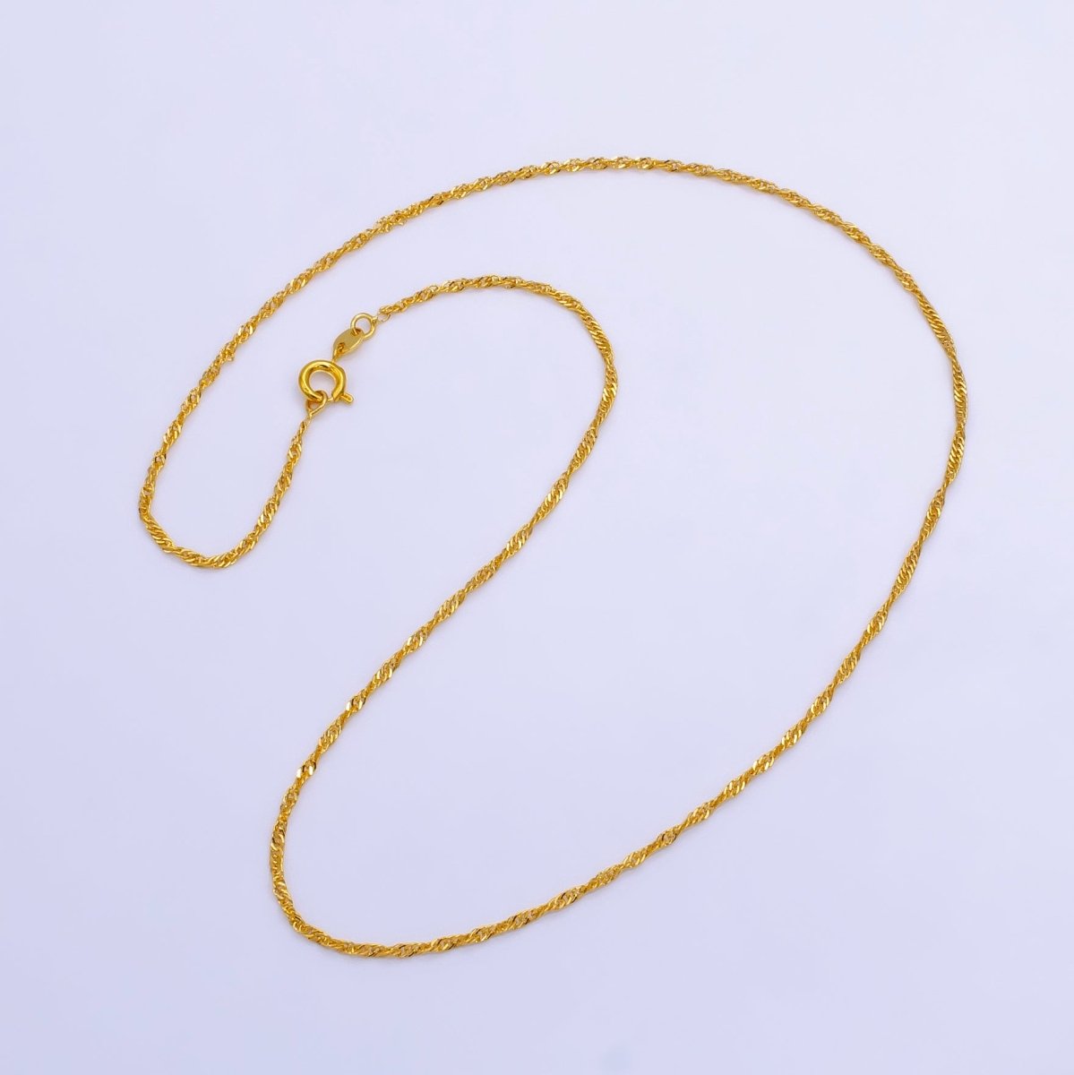 24K Gold Filled 1.7mm Twisted Singapore Chain 18 Inch Necklace | WA-2514