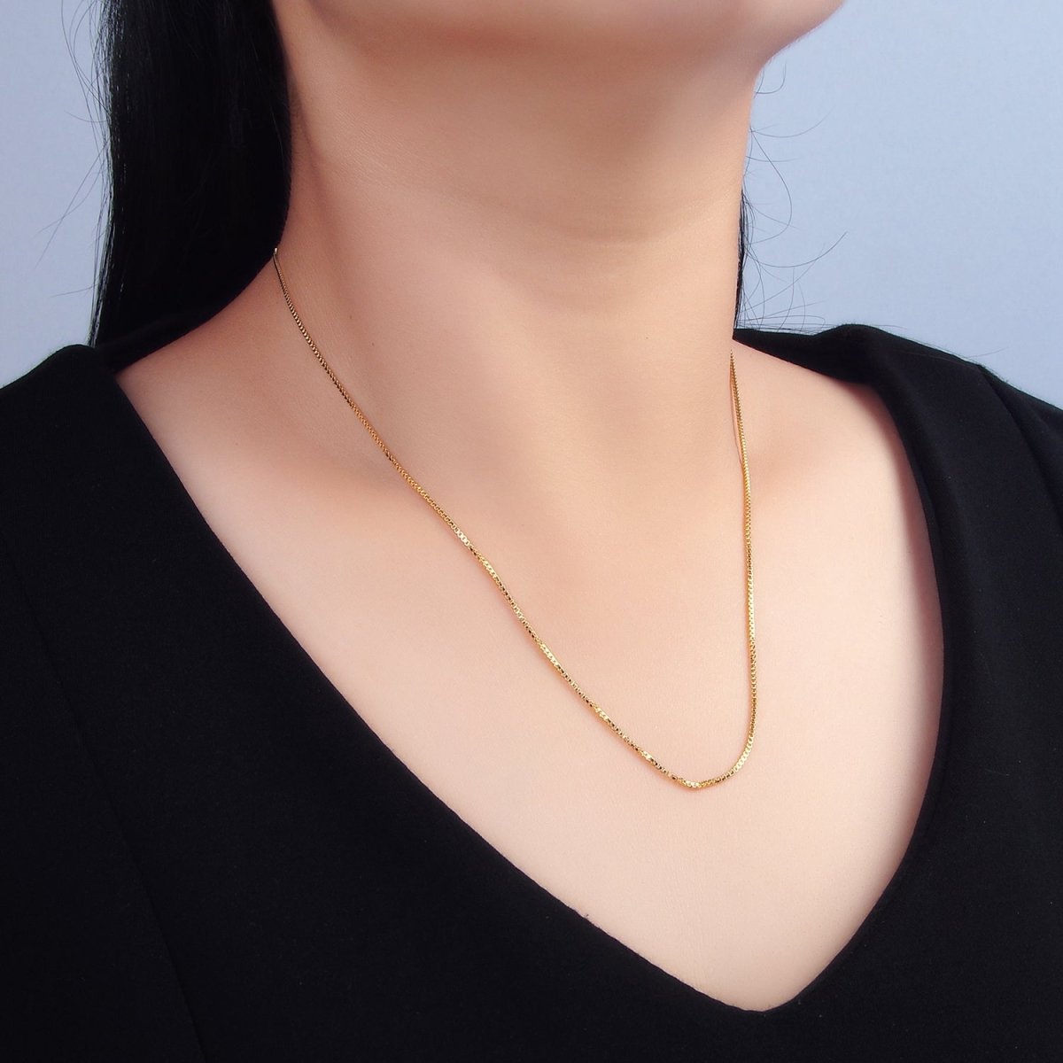 24K Gold Filled 1mm Box Chain 20 Inch Adjustable Slider Necklace | WA-2643