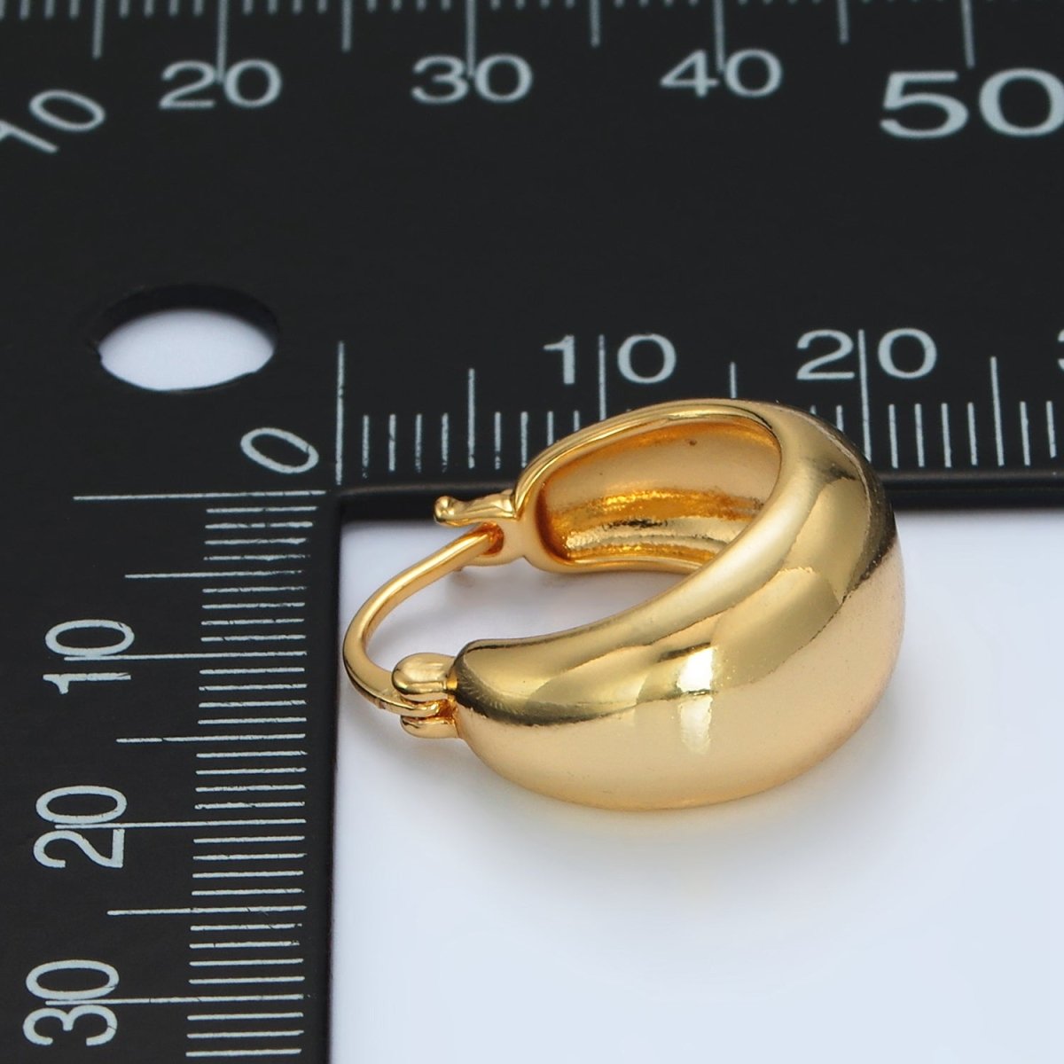 24K Gold Filled 20mm Minimalist Wide Dome Latch Hoop Earrings | AB1231