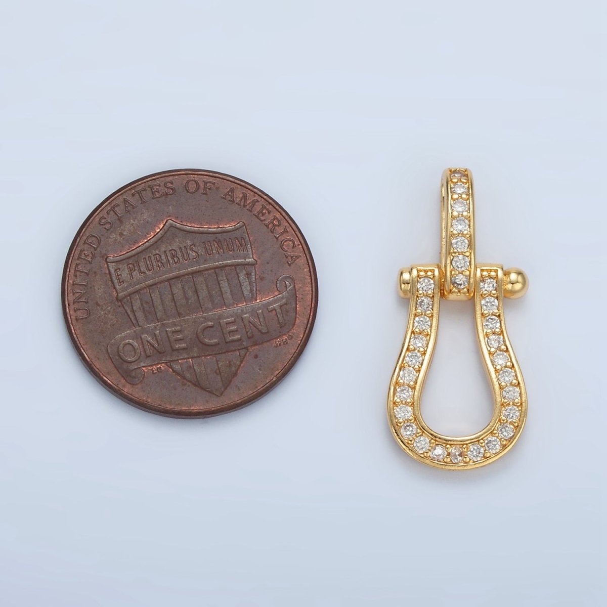 24K Gold Filled 23mm Micro Paved CZ Geometric Buckle Pendant | AA130