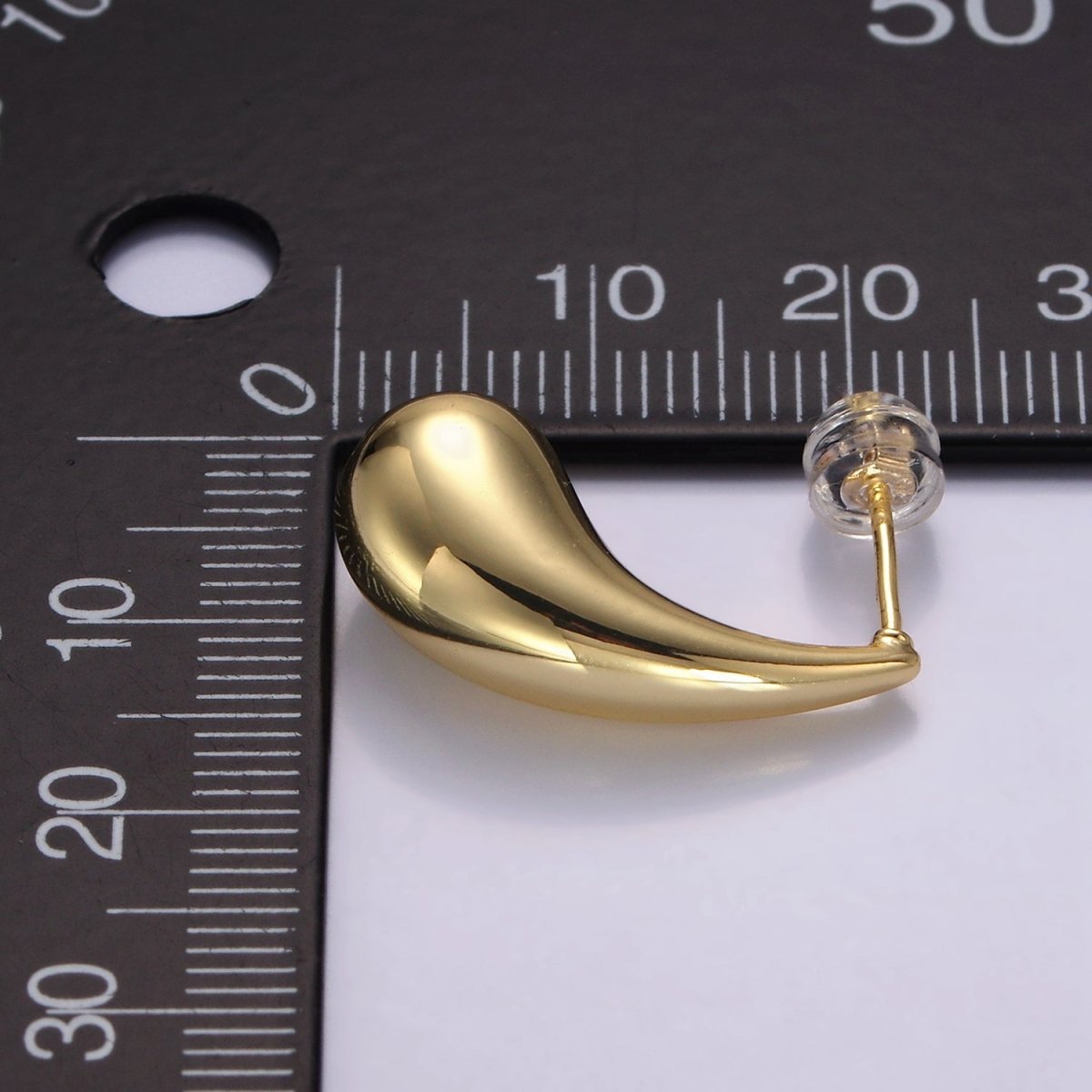24K Gold Filled 23mm Minimalist Teardrop Stud Earrings | P512