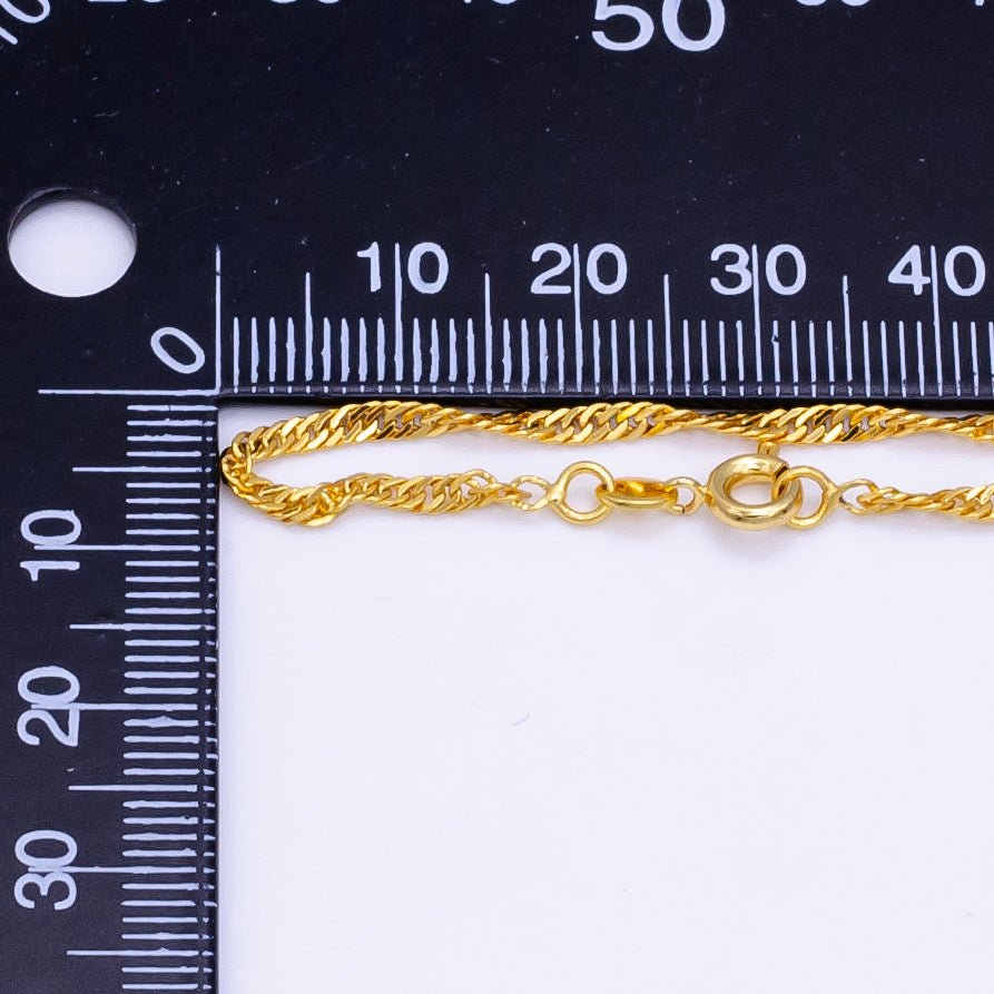 24K Gold Filled 2mm Singapore Chain 16 Inch Choker Necklace | WA-2496