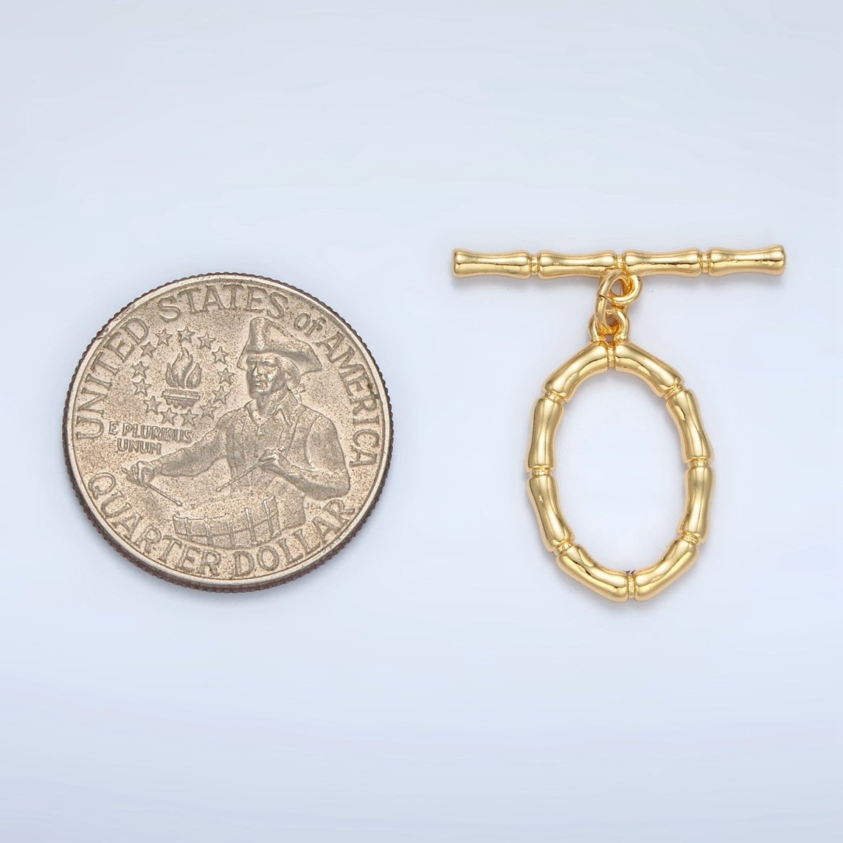 24K Gold Filled 30mm Oval Bamboo Toggle Clasps Closure Findings | Z844