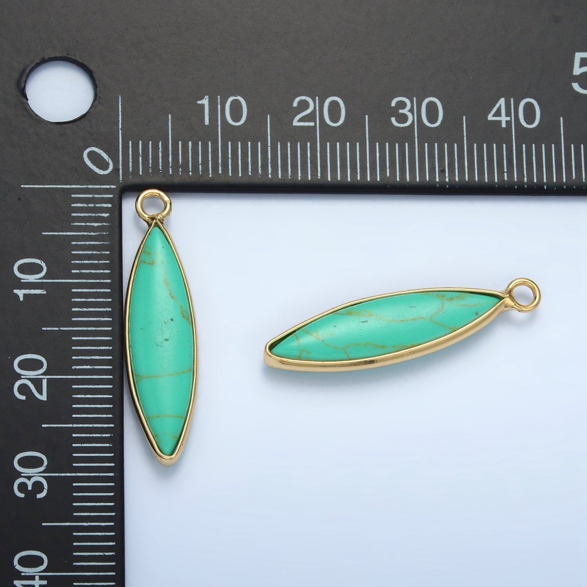 24K Gold Filled 30mm Turquoise Gemstone Sphere Bezel Charm | AG889