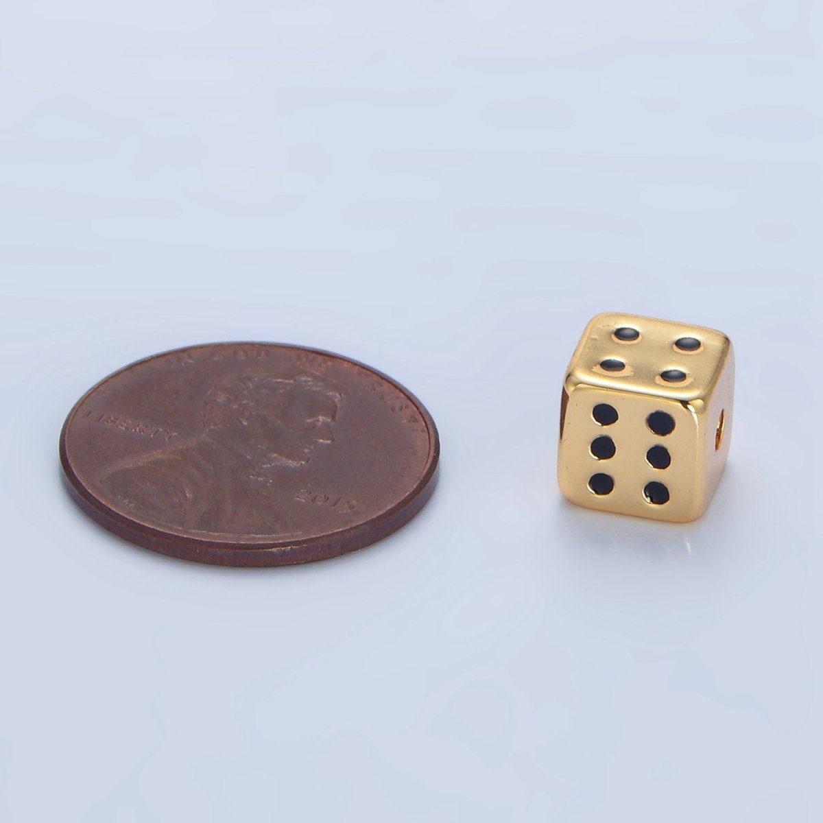 24K Gold Filled 7.5mm Lucky Dice Enamel Bead | B903