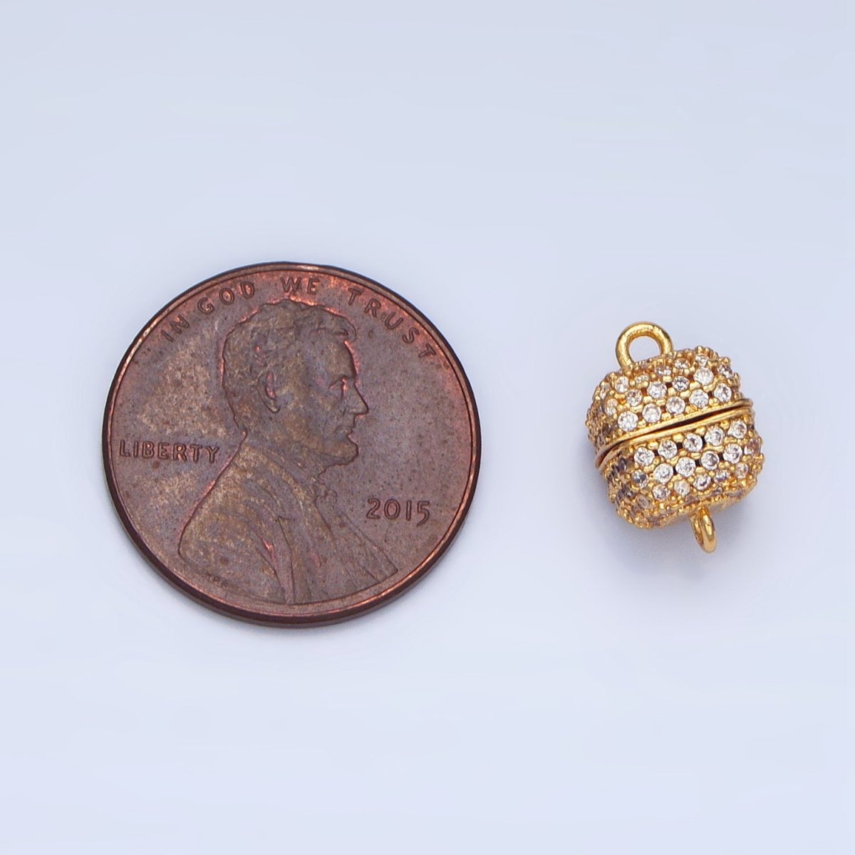 24K Gold Filled 8mm Micro Paved CZ Magnetic Closure Findings in Gold & Silver | Z895