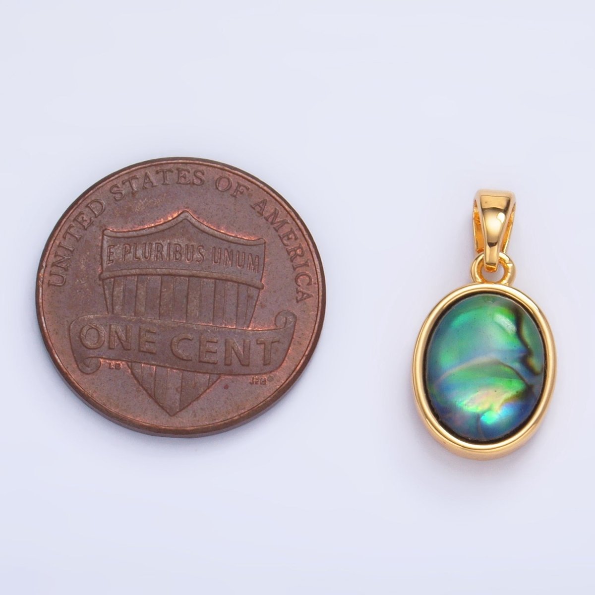 24K Gold Filled Abalone Gemstone Oval Bezel Pendant | AA1019