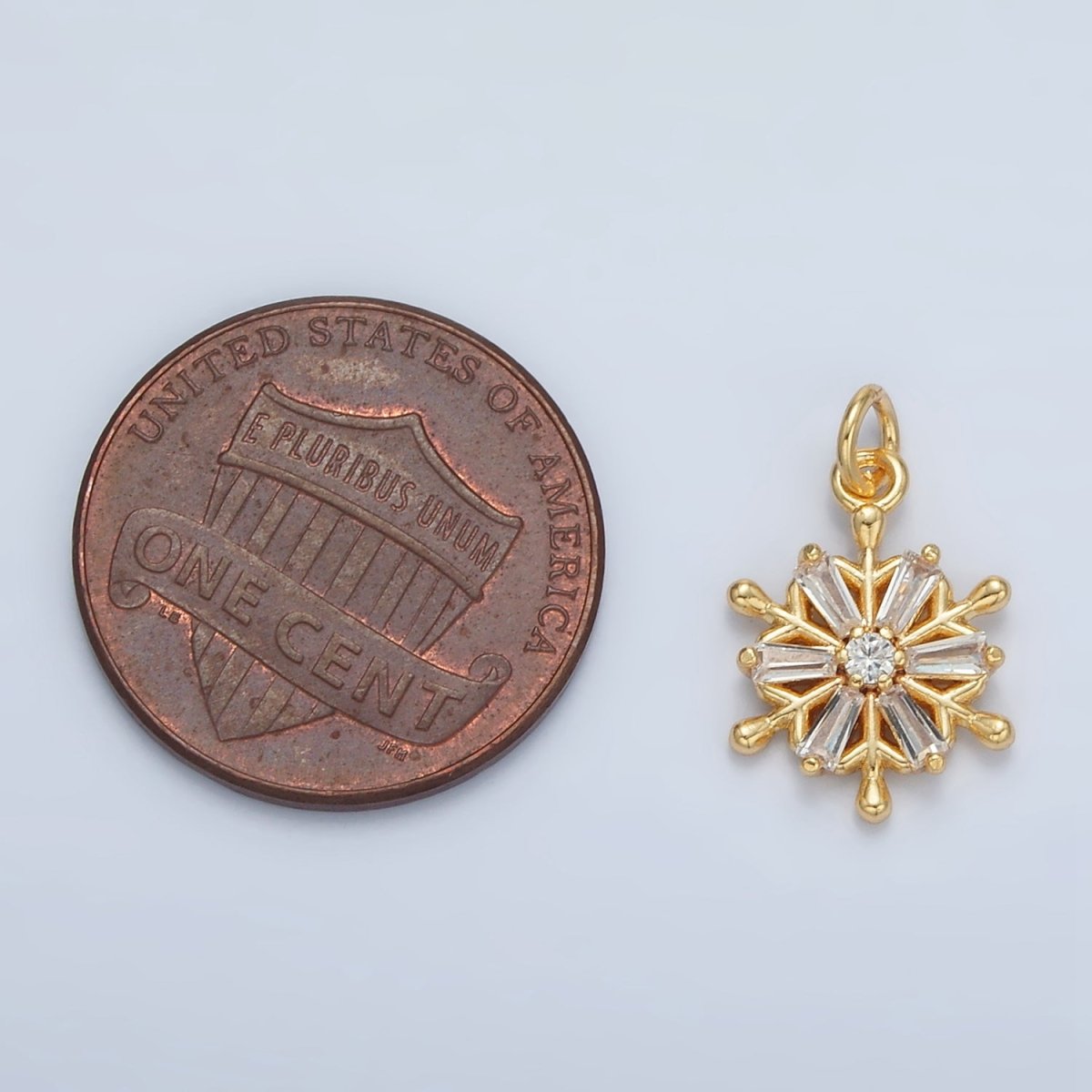 24K Gold Filled Baguette CZ Snowdrop Mini Charm | AC148