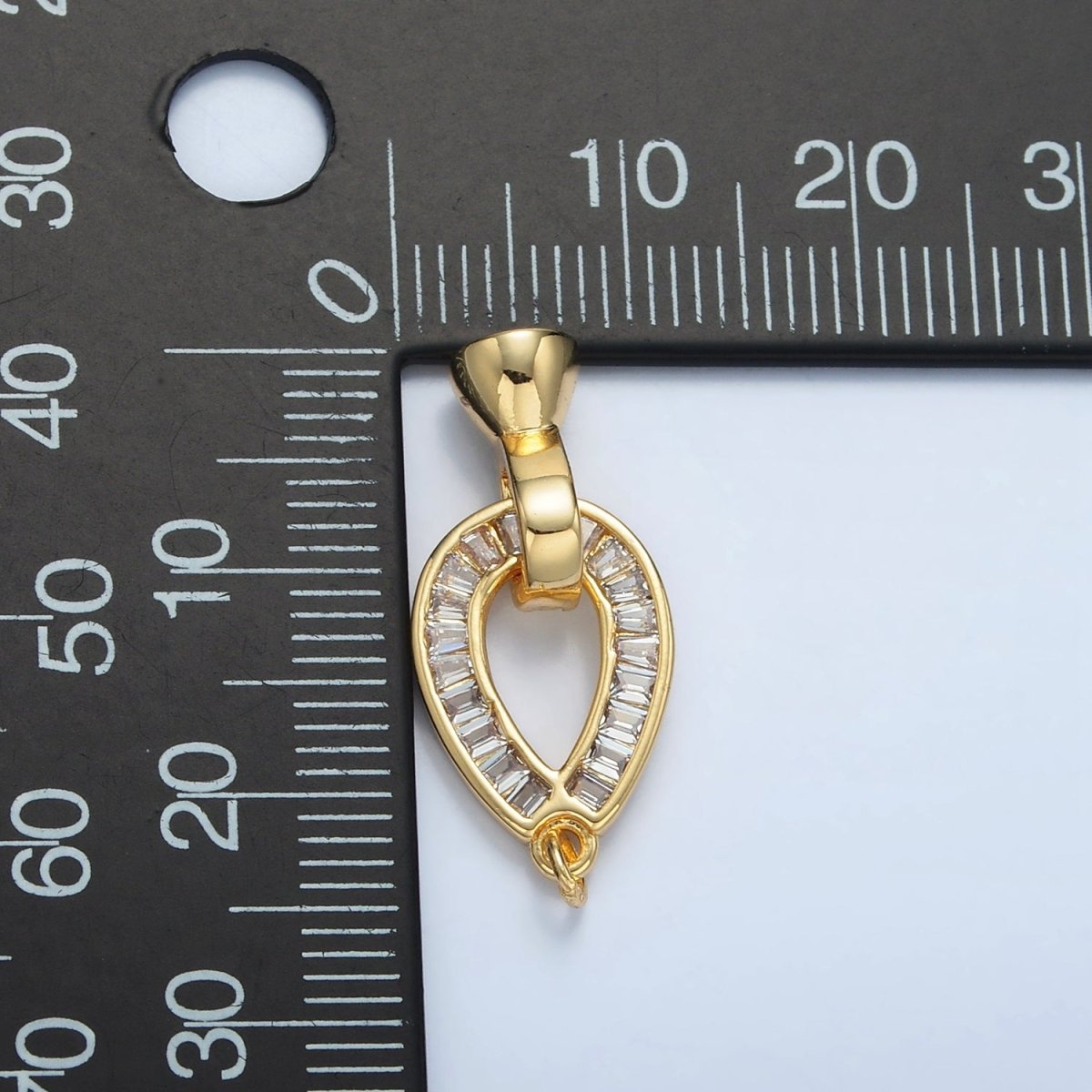 24K Gold Filled Baguette CZ Teardrop Snap Latch Closure Findings | Z900
