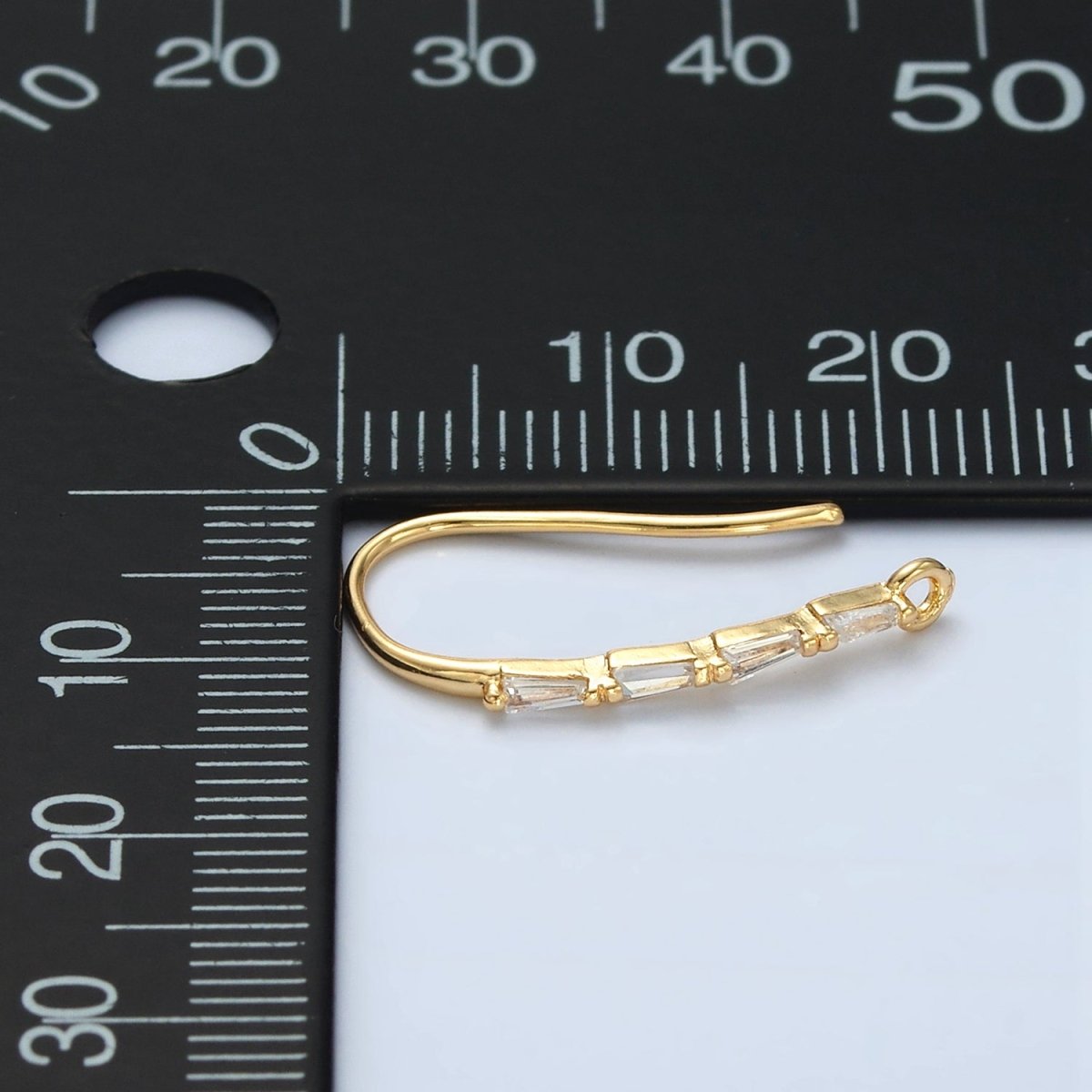24K Gold Filled Baguette Lined French Hook Earrings Findings | L075