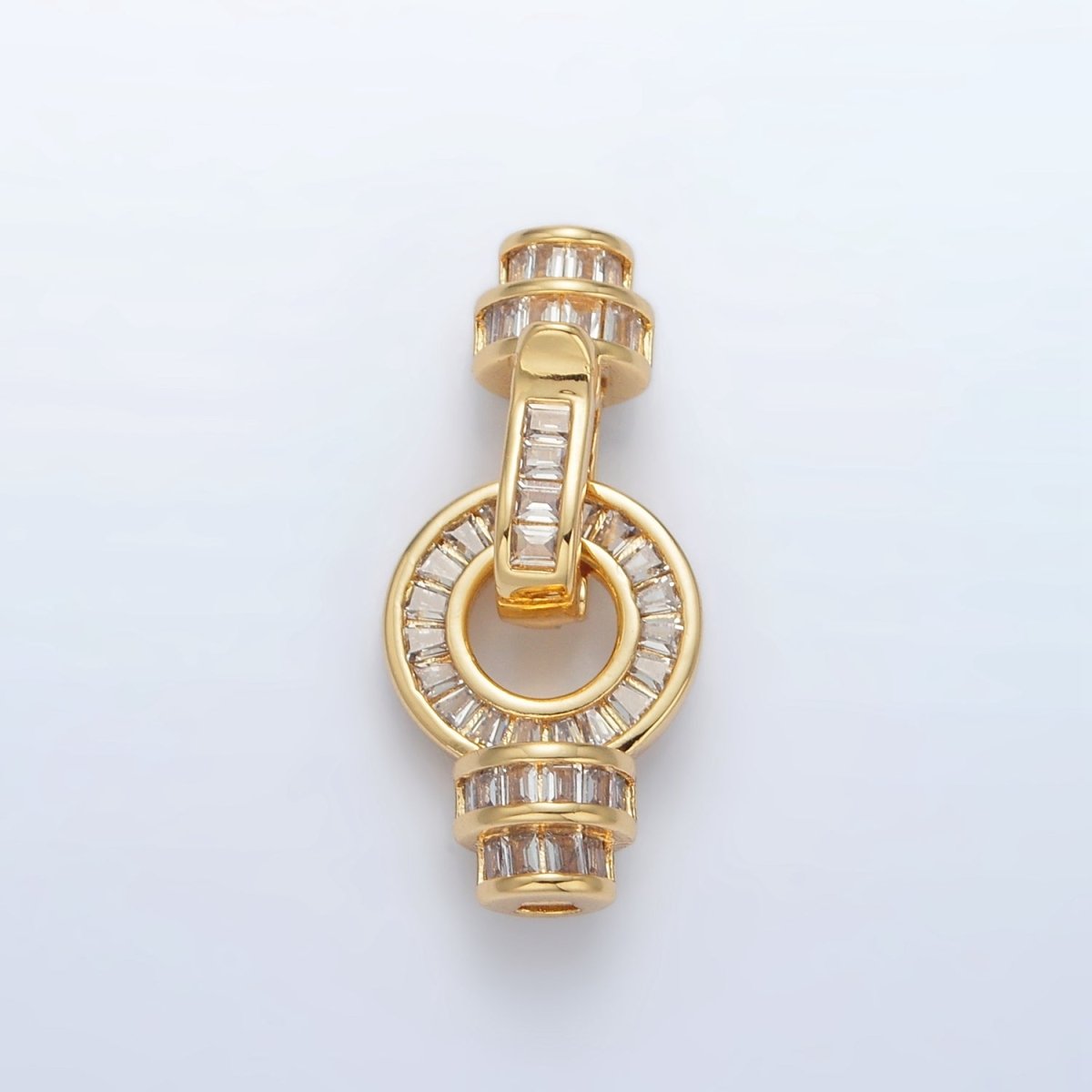 24K Gold Filled Baguette Micro Paved CZ Snap Latch Closure Findings Set | Z892