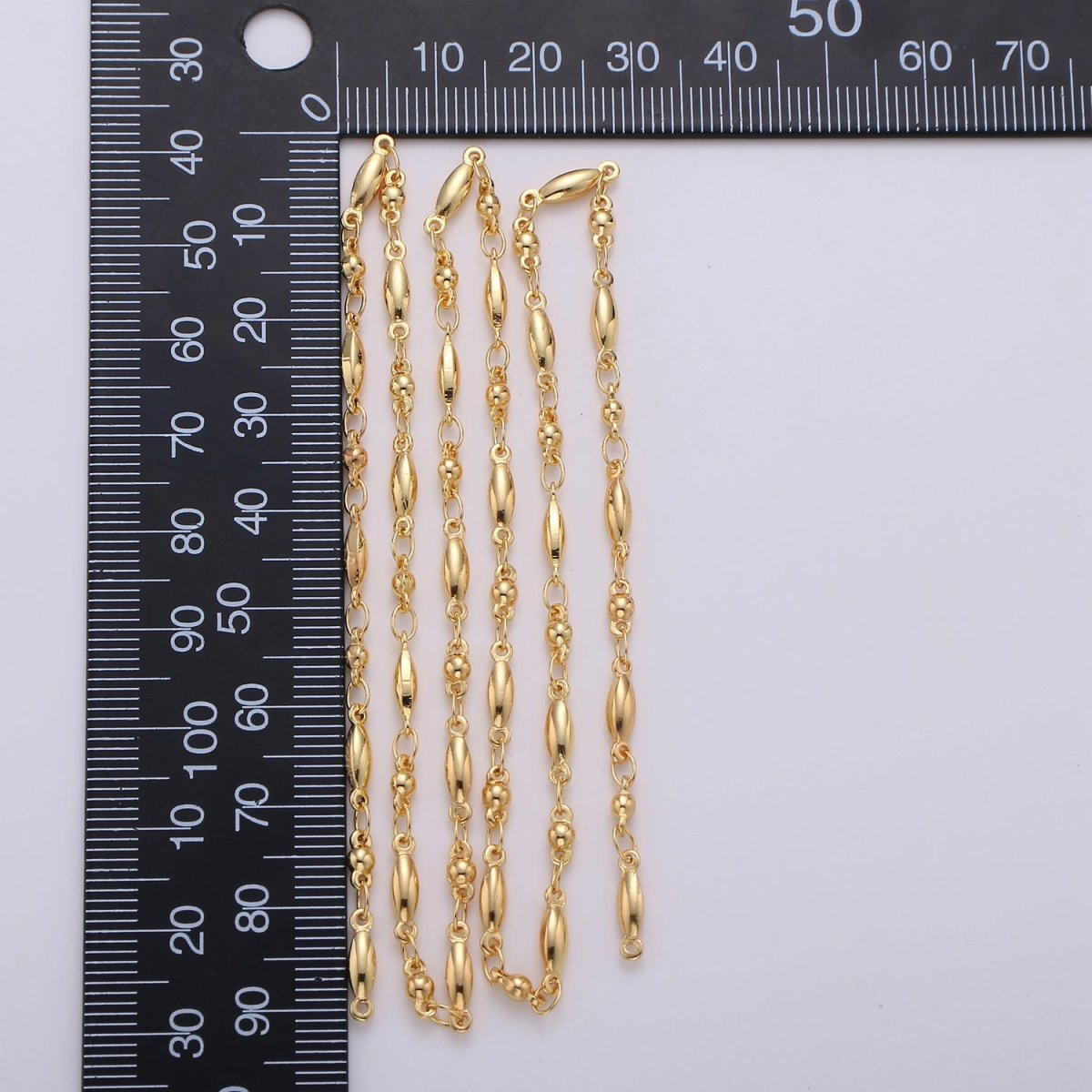 24K Gold Filled Beaded Cable Link 2.4mm Chain by Yard | Roll-132