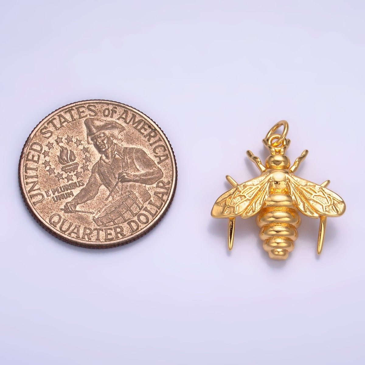24K Gold Filled Bumble Queen Bee Multidimensional 3D Charm | W236