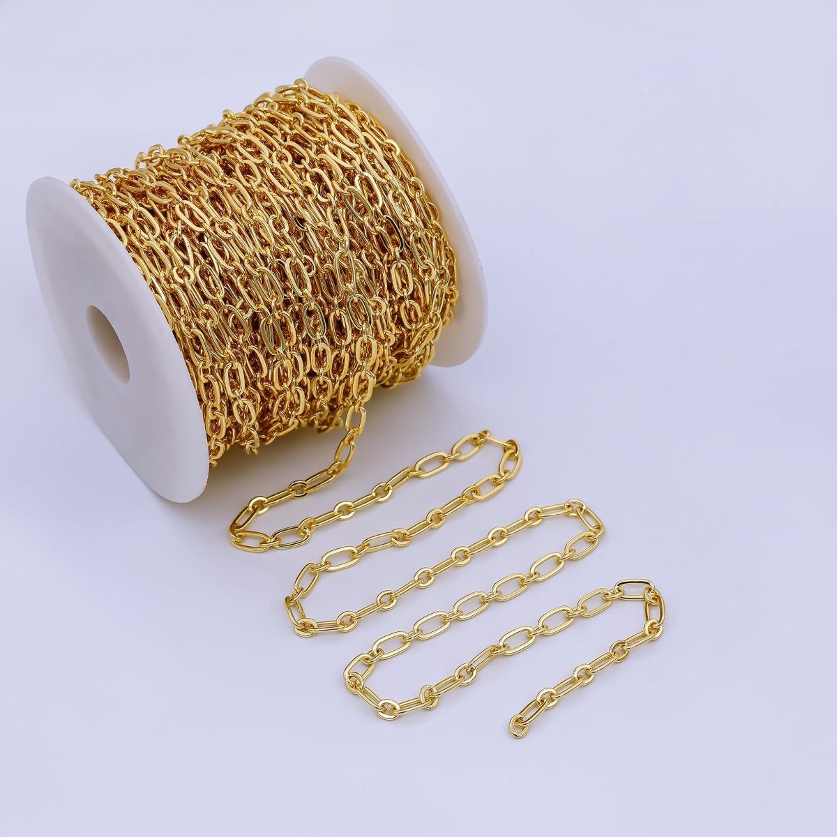 24K Gold Filled Chain, 1 Yard / 3 Feet Oval Link Chain for Necklace, 10x3mm PAPER CLIP Chain for Necklace Bracelet Anklet Component Supply | ROLL-004 Clearance Pricing