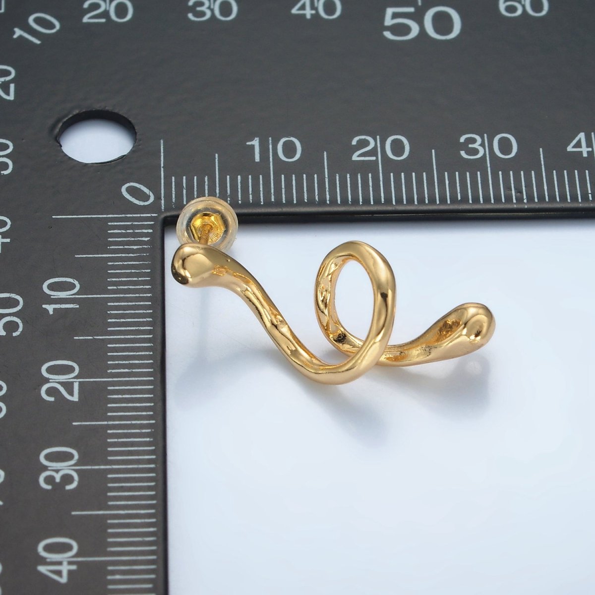 24K Gold Filled Circular Snake Serpent Open Loop Drop Stud Earrings | Z887
