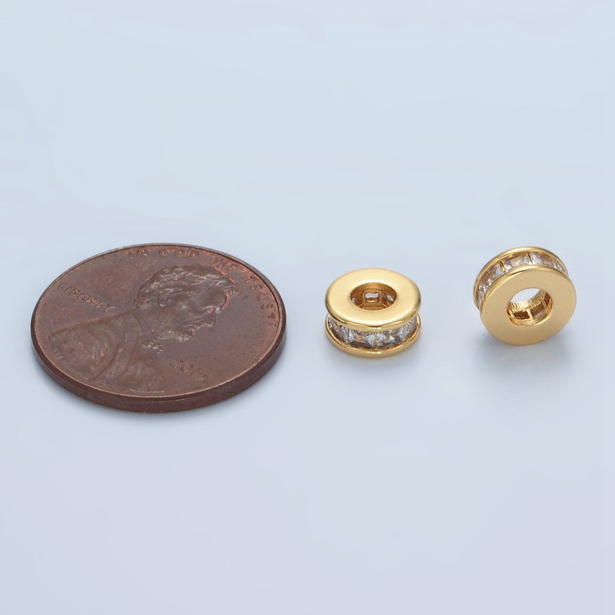 24K Gold Filled Clear Baguette CZ Spacer Bead | B129