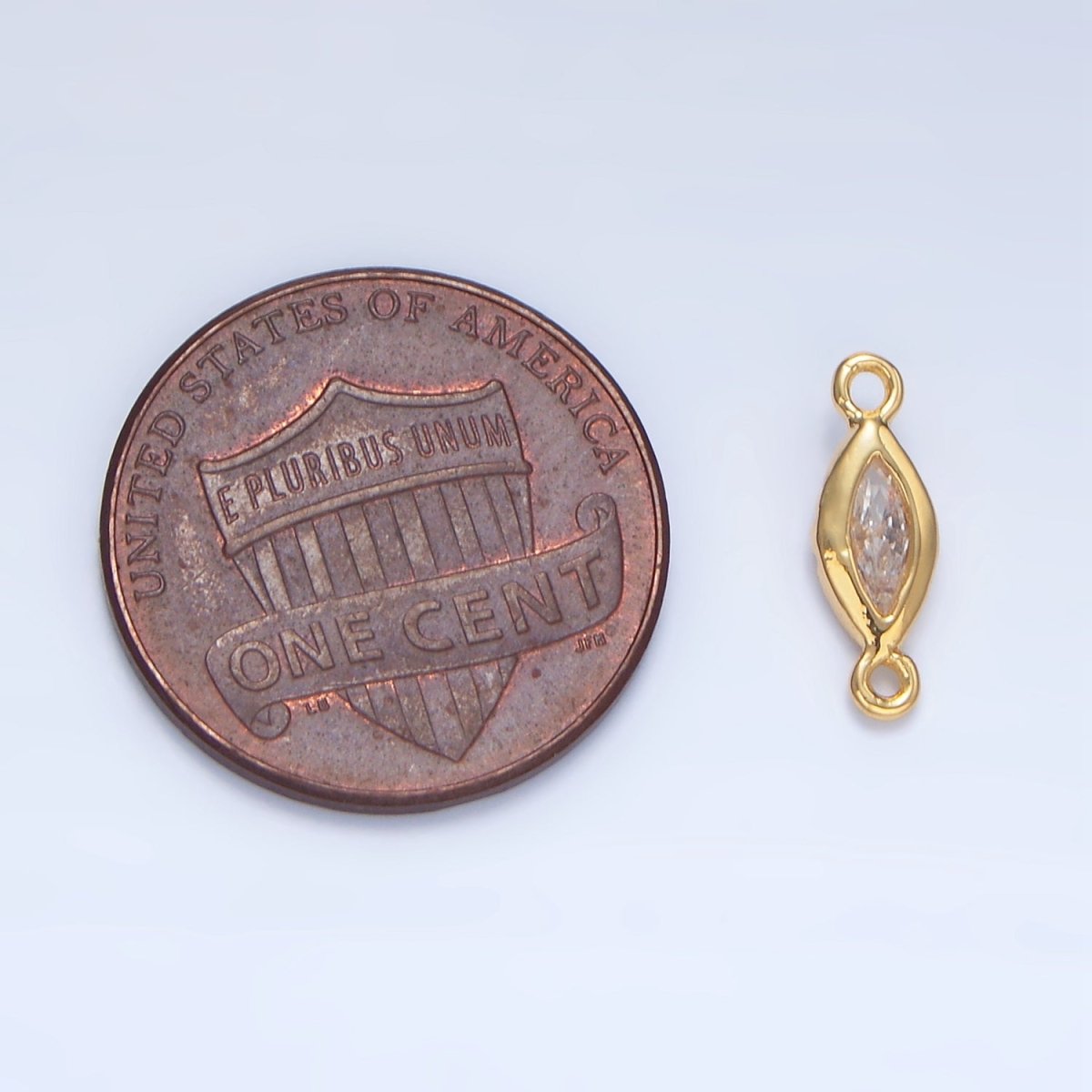 24K Gold Filled Clear CZ Marquise Bezel Connector | F667