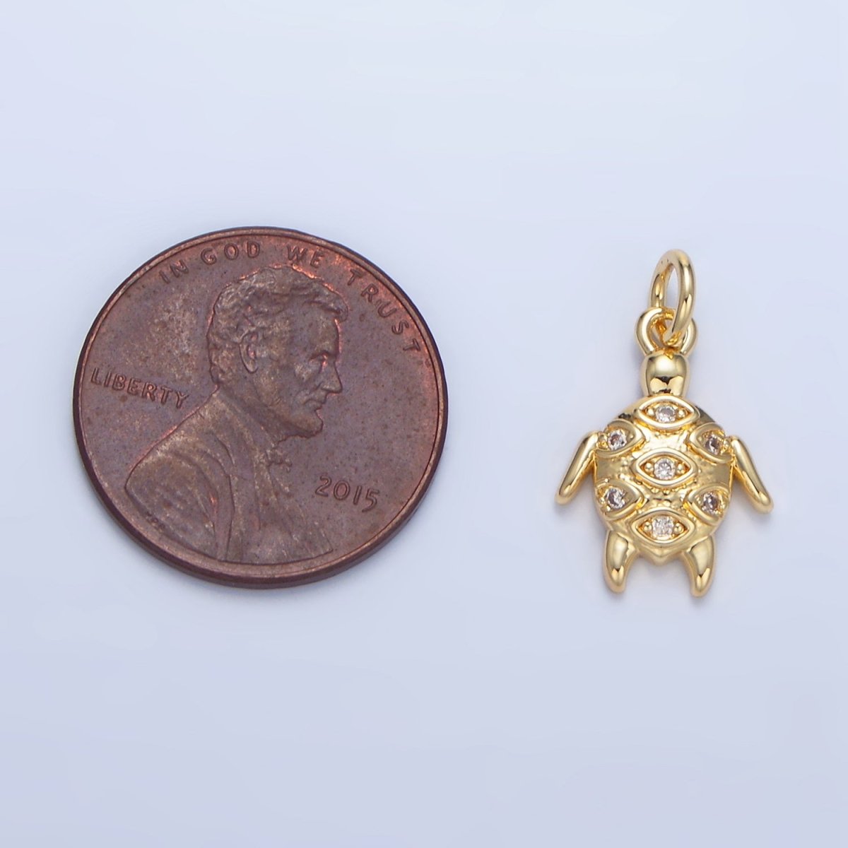24K Gold Filled Clear CZ Turtle Tortoise Animal Charm | X876