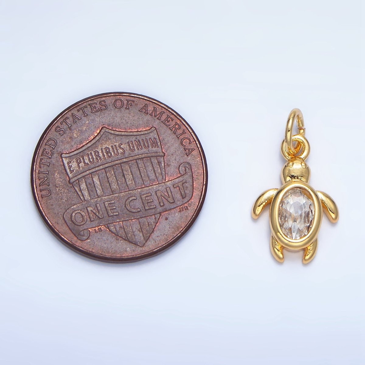 24K Gold Filled Clear CZ Turtle Tortoise Mini Charm in Gold & Silver | X857