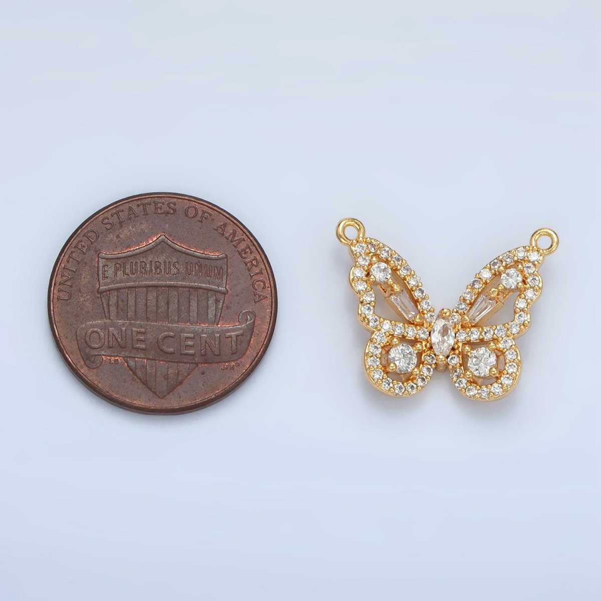 24K Gold Filled Clear Micro Paved CZ Open Butterfly Insect Connector | F443