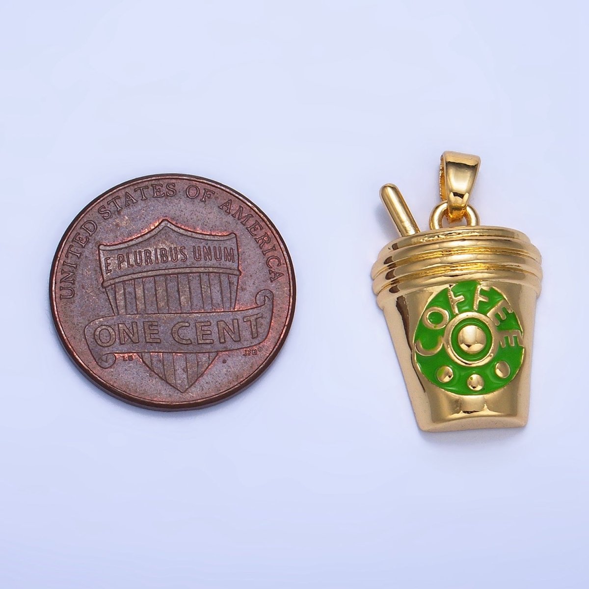 24K Gold Filled Coffee Drink Enamel Pendant | AA1010