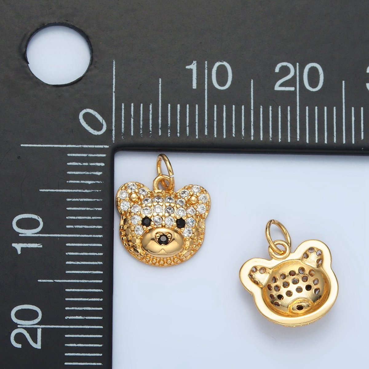 24K Gold Filled Micro Paved CZ Teddy Bear Charm | M015