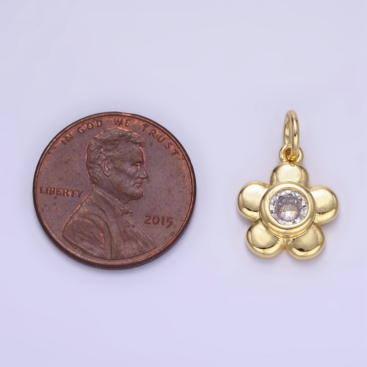 24K Gold Filled CZ Petal Flower Mini Charm | E343