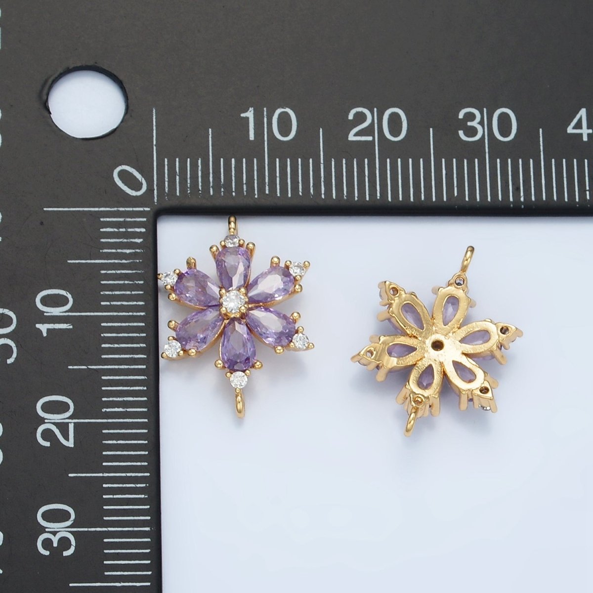 24K Gold Filled Purple CZ Flower Connector | F234