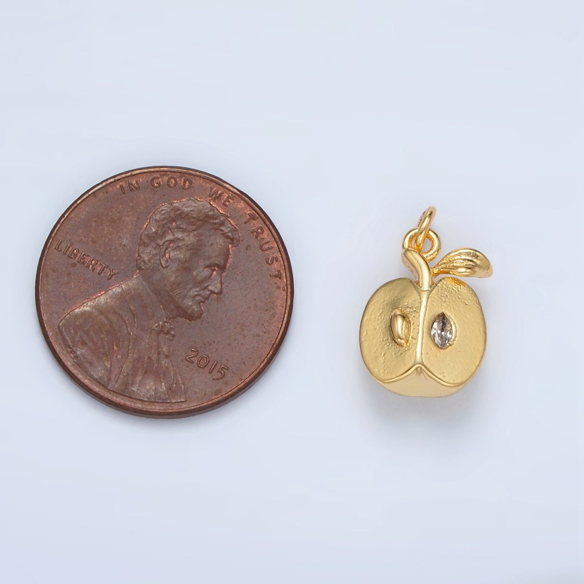 24K Gold Filled CZ Sliced Apple Fruit Mini Charm | N1363