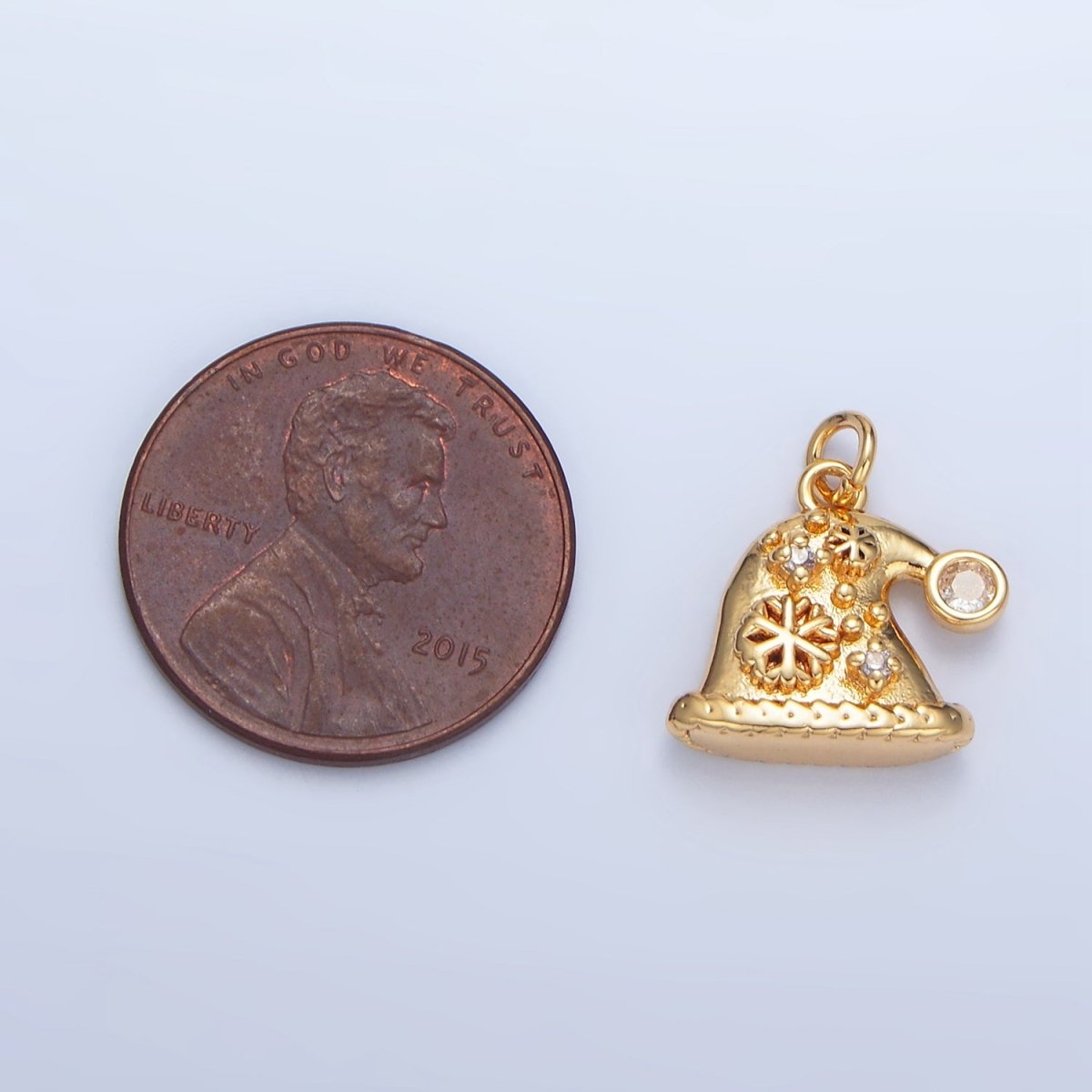 24K Gold Filled CZ Snowflake Christmas Hat Charm | X852