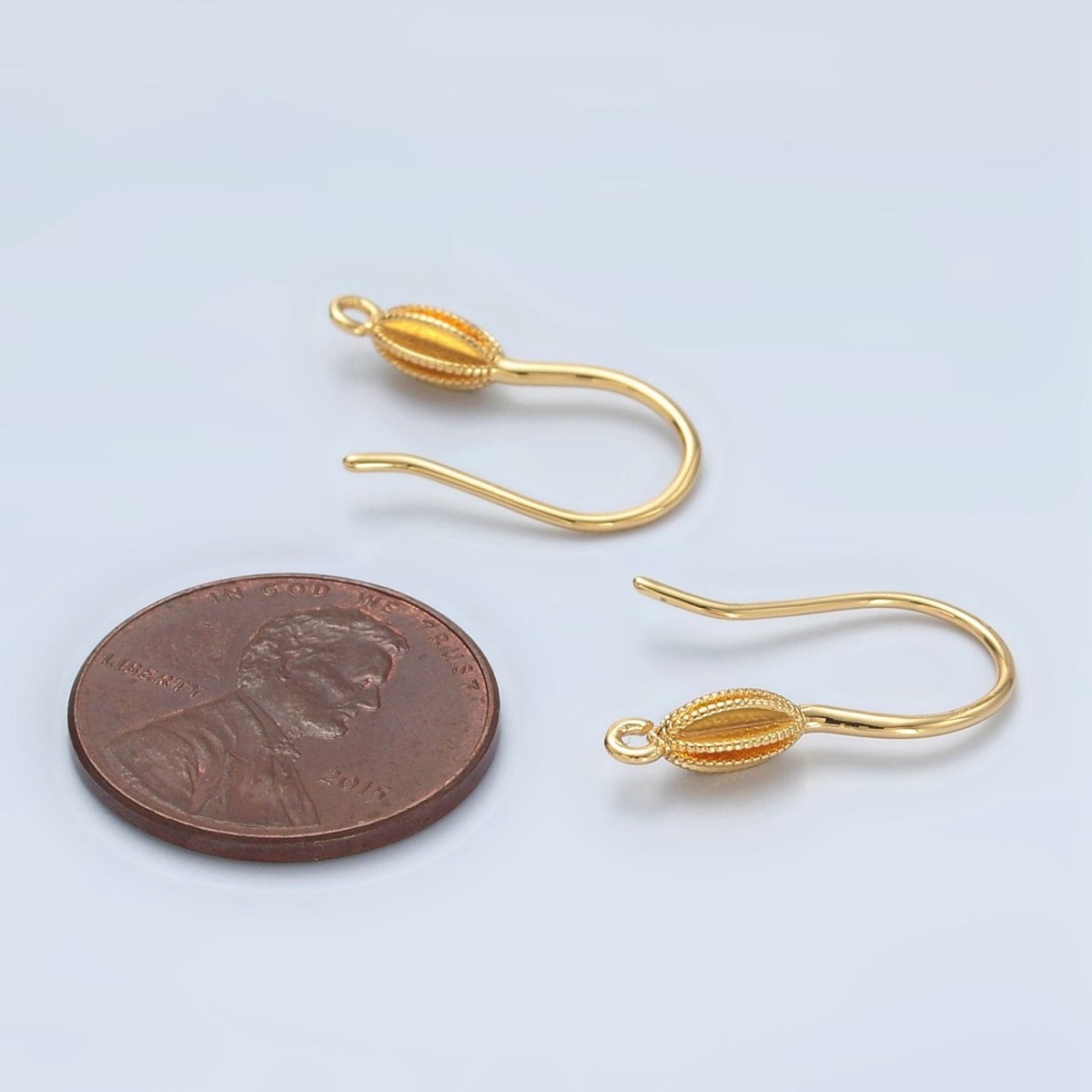 24K Gold Filled Dotted Sphere French Hook Earrings Findings | L076