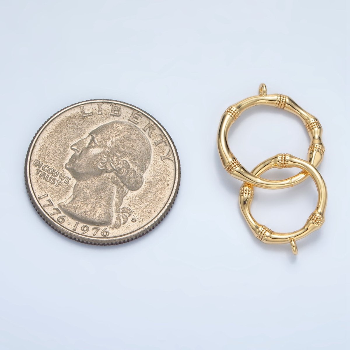 24K Gold Filled Double Bamboo Dotted Round Connector | F105