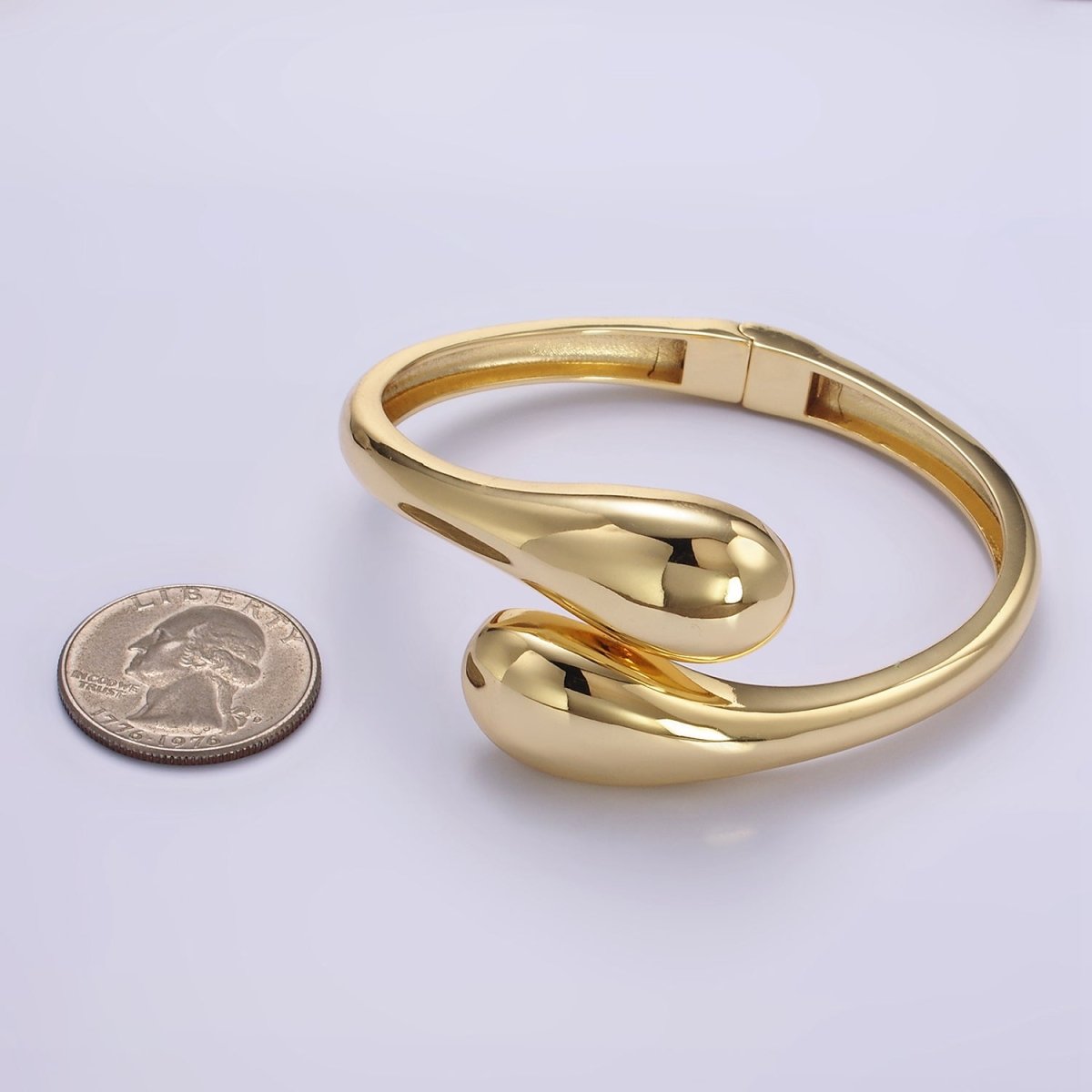 24K Gold Filled Double Drop Minimalist Cuff Bangle Bracelet | WA-2519