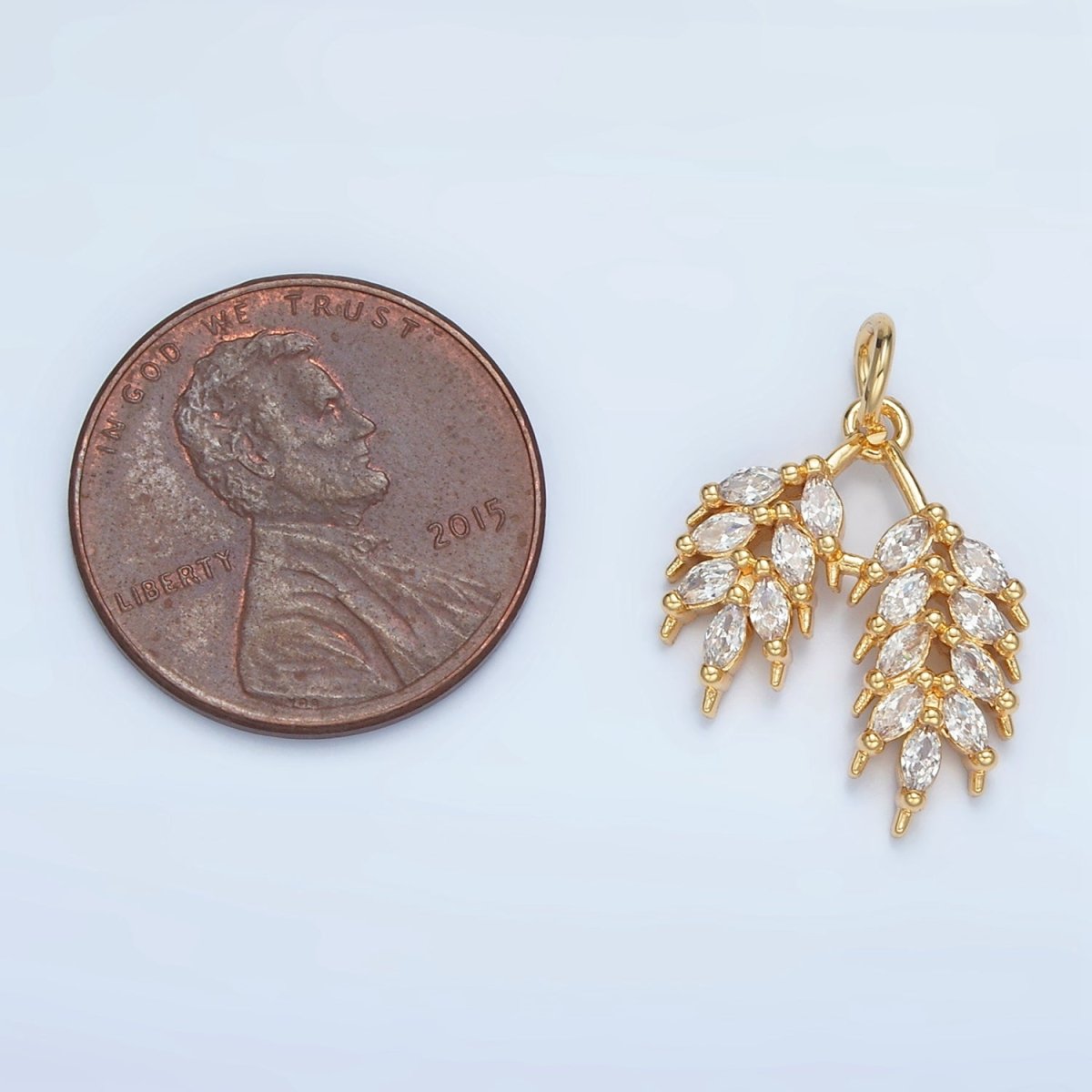 24K Gold Filled Double Marquise Leaf Plant Charm | N1371