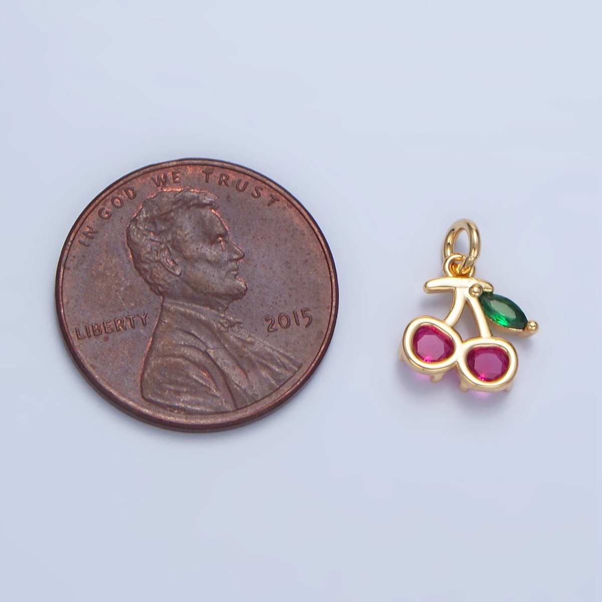 24K Gold Filled Fuchsia Chery Fruit Mini Charm | X790