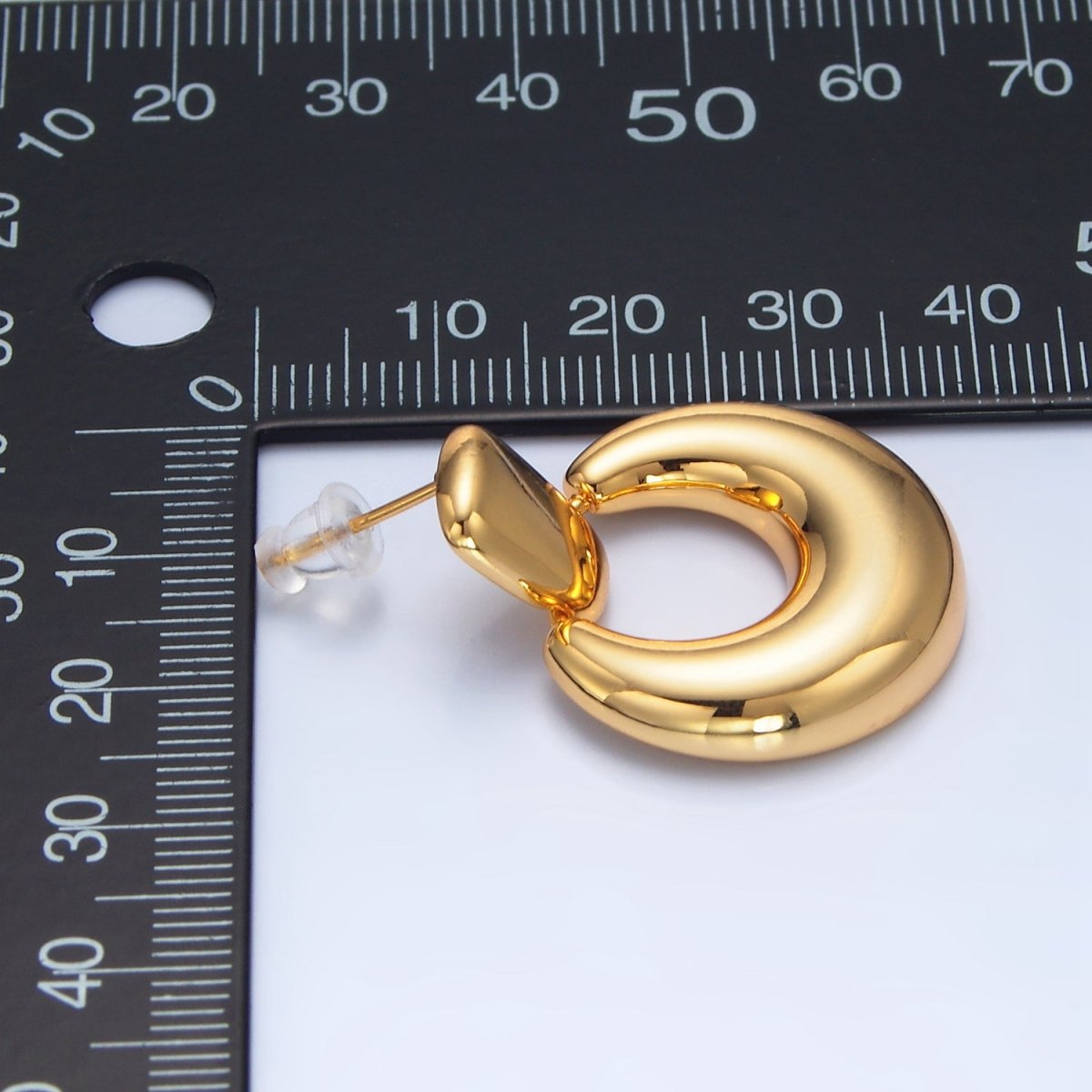 24K Gold Filled Geometric Bubble Door Knocker Drop Stud Earrings | AD771