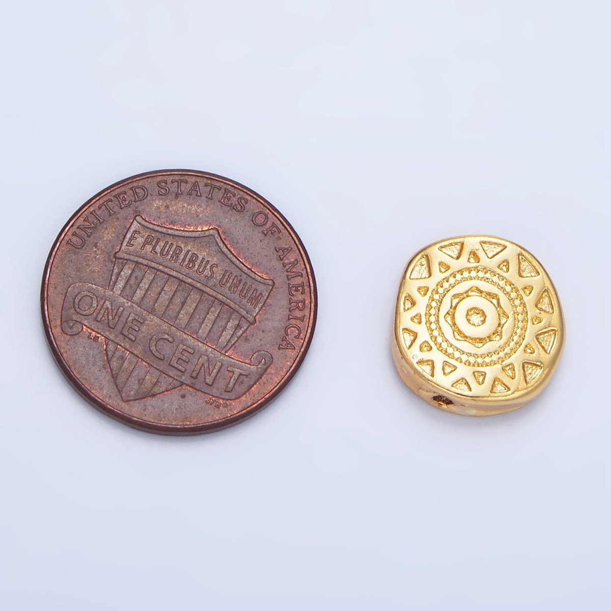 24K Gold Filled Geometric Celestial Sun Abstract Round Bead | B144