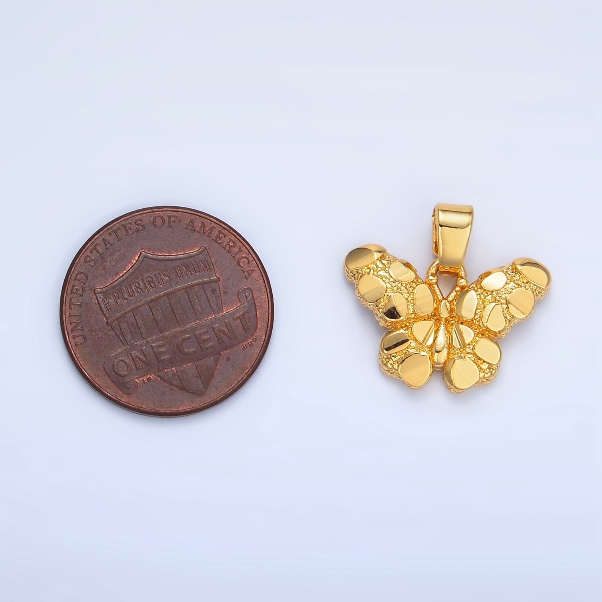 24K Gold Filled Edged Textured Butterfly Pendant | AA942