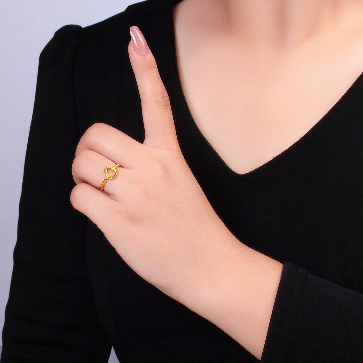 24K Gold Filled Geometric Triangle Dotted Ring | O933