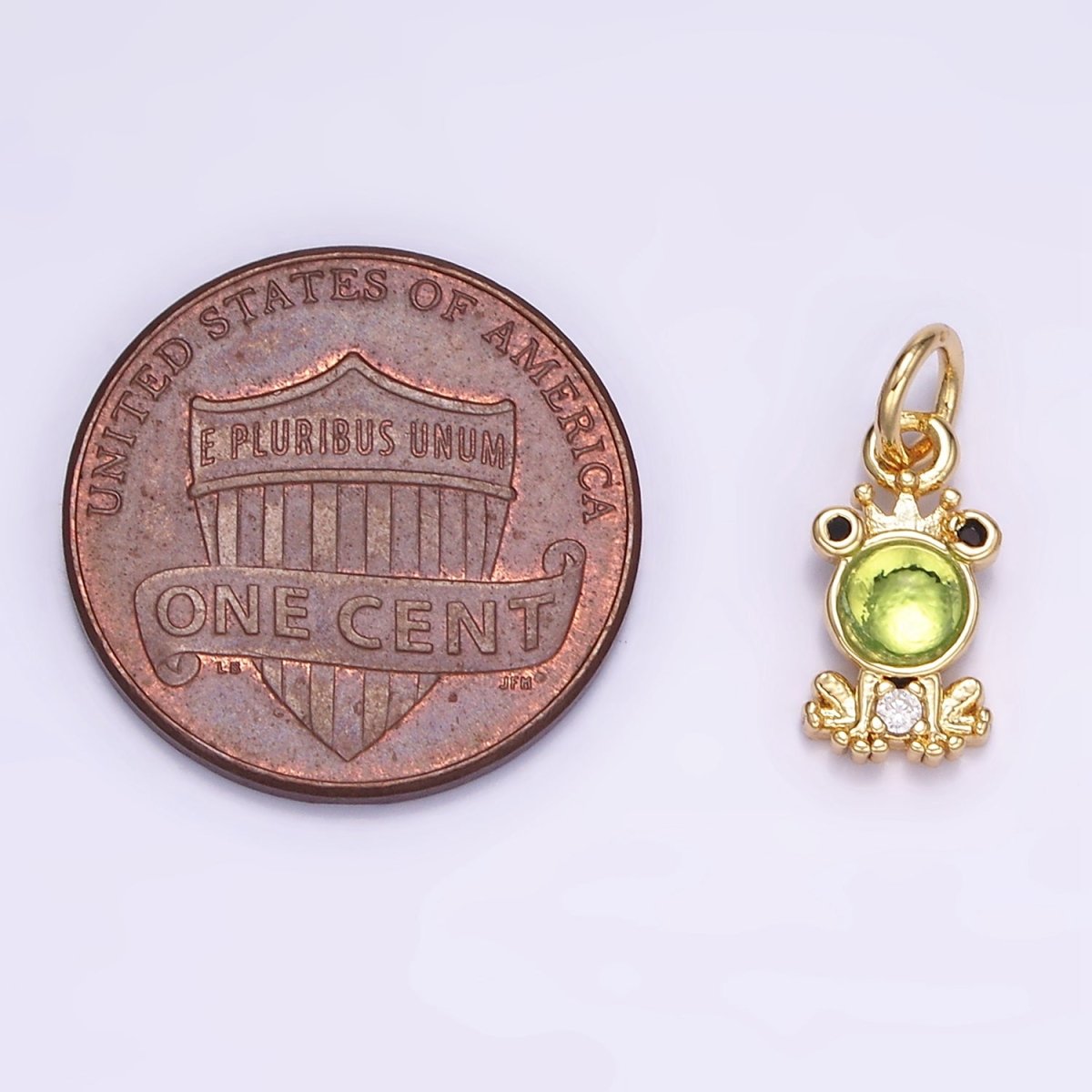 24K Gold Filled Green CZ King Frog Charm | M125
