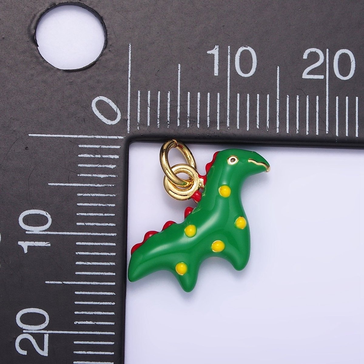 24K Gold Filled Green Jurassic Dinosaur Enamel Mini Charm | C879